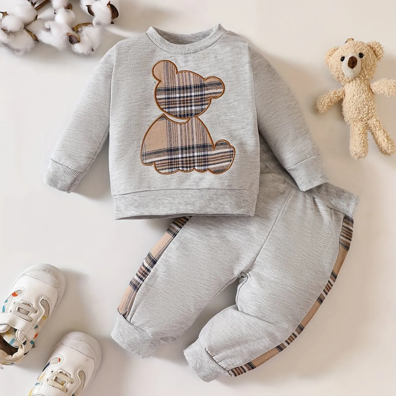 Adorable Bear Embroidered Baby Outfit Set