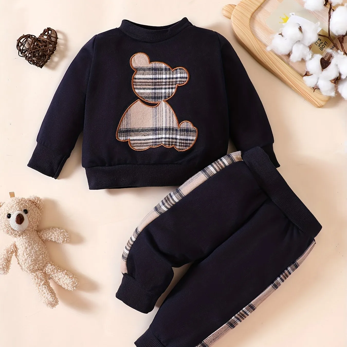 Adorable Bear Embroidered Baby Outfit Set