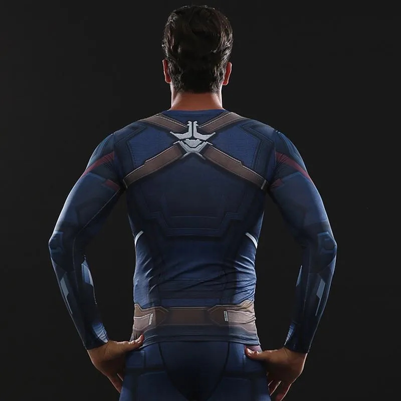 Avengers 3 CAPTAIN AMERICA Long Sleeve Compression Shirt for Men