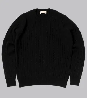 Cable-Knit Crewneck Pullover Black