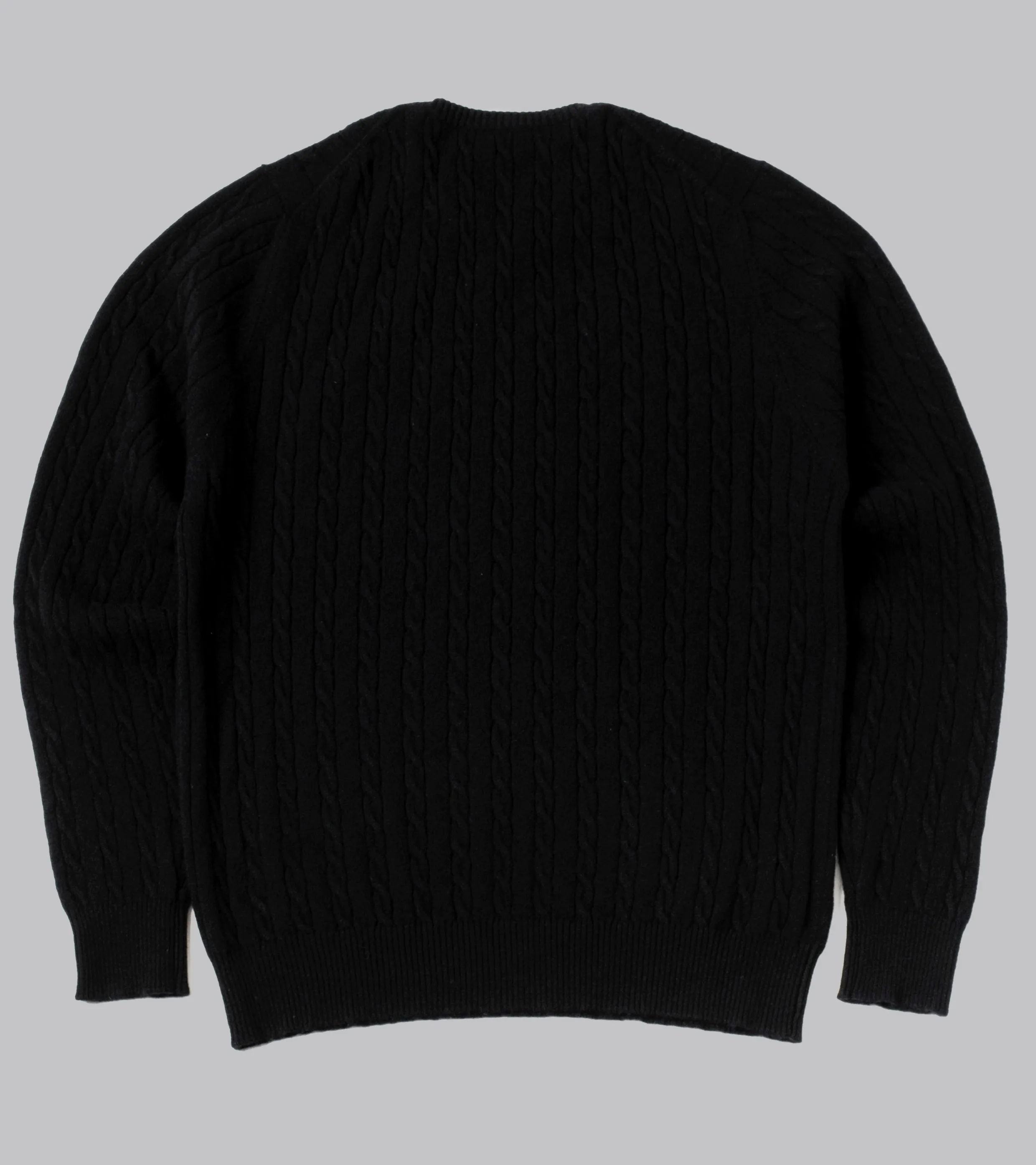 Cable-Knit Crewneck Pullover Black
