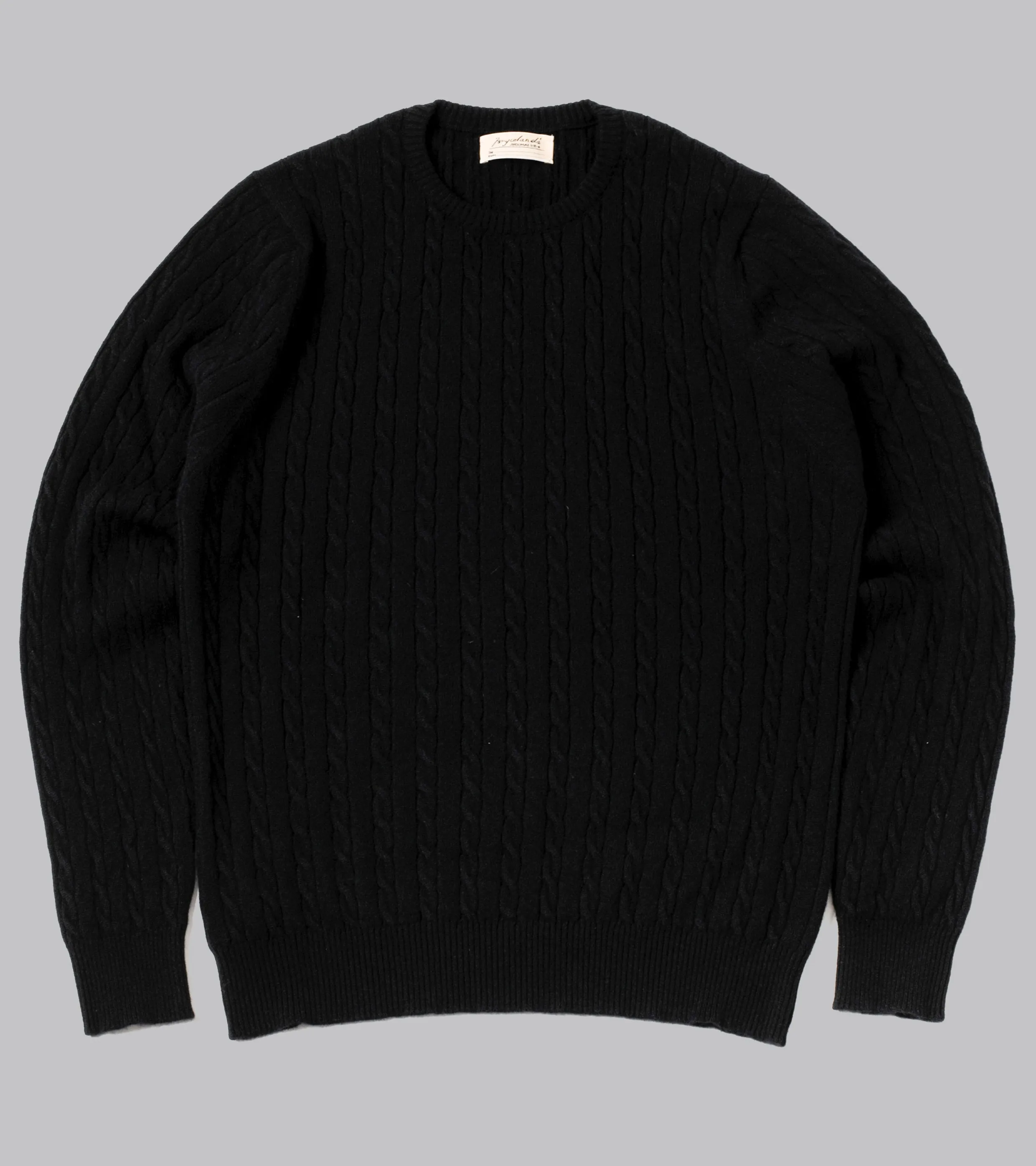 Cable-Knit Crewneck Pullover Black