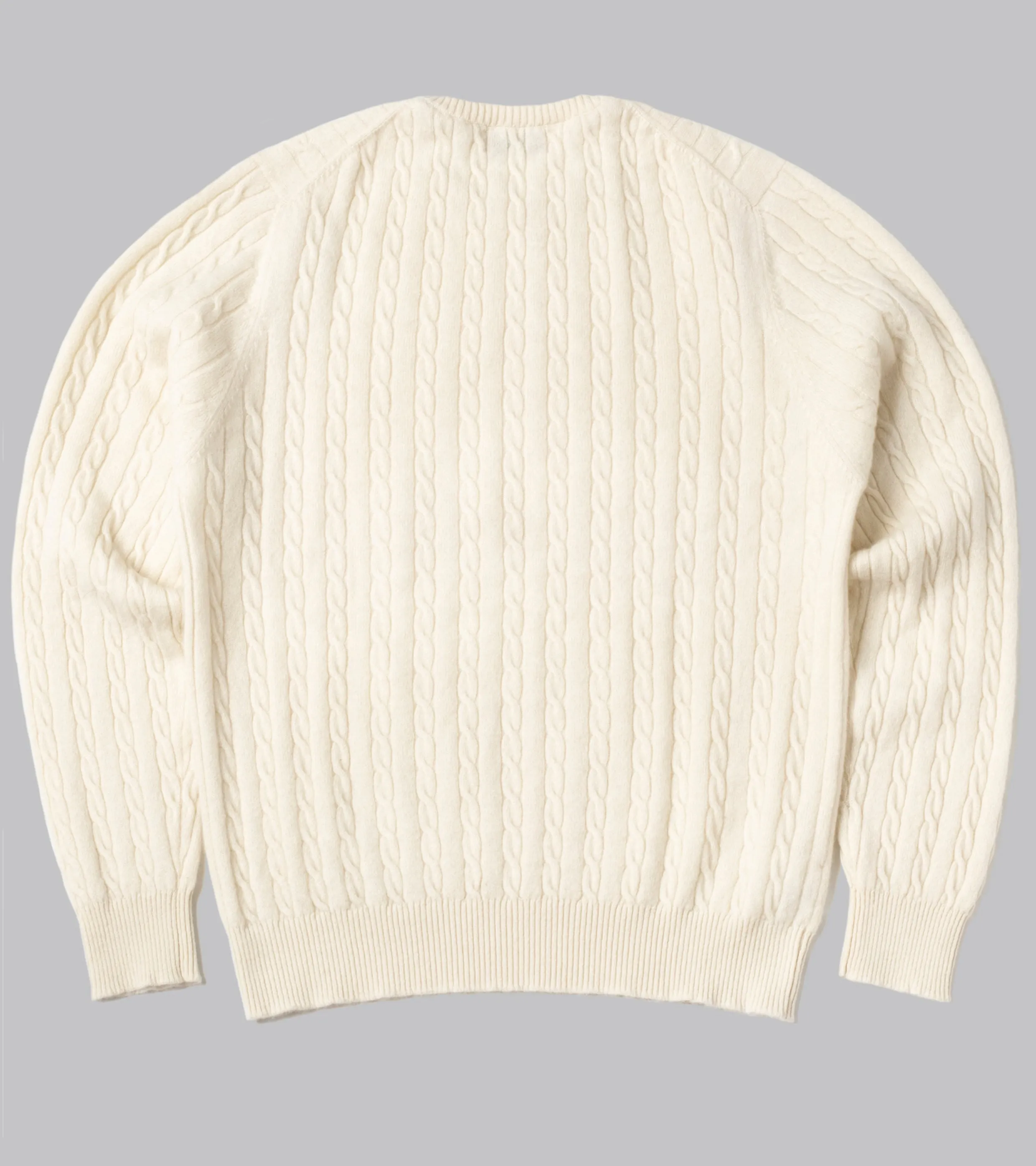 Cable-Knit Crewneck Pullover Ecru