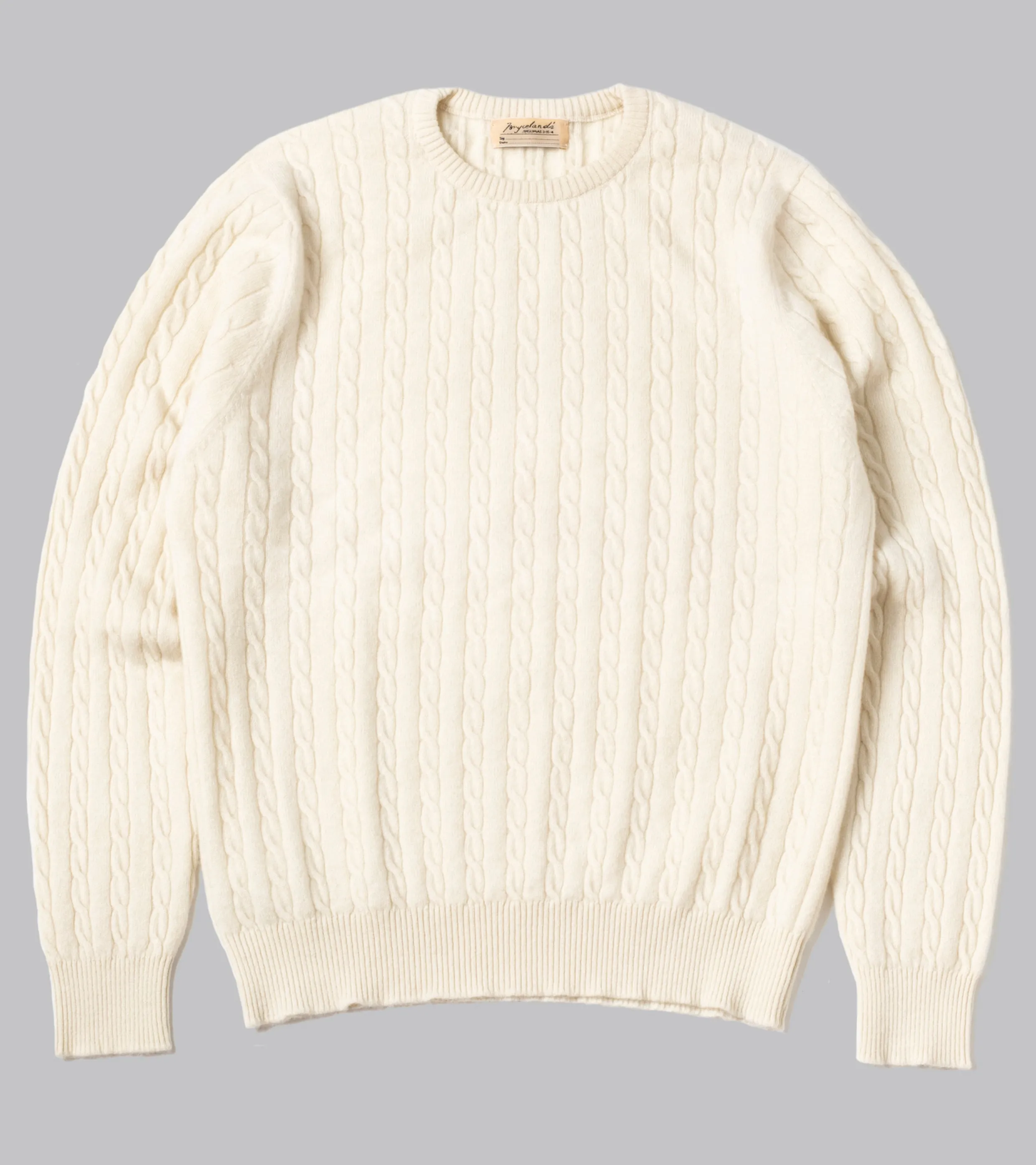 Cable-Knit Crewneck Pullover Ecru