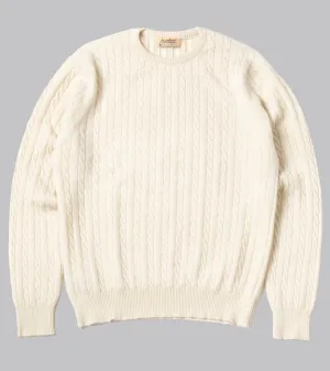 Cable-Knit Crewneck Pullover Ecru