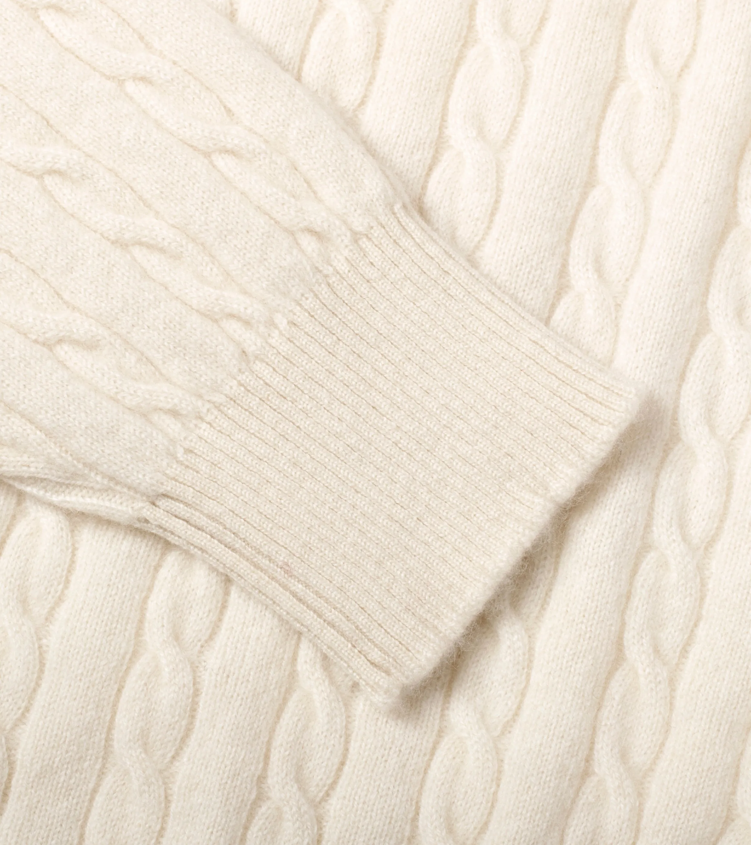 Cable-Knit Crewneck Pullover Ecru