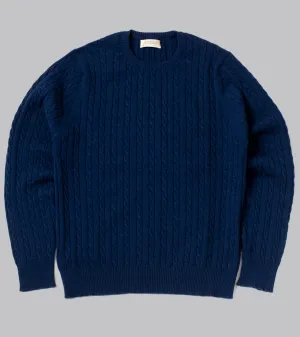 Cable-Knit Crewneck Pullover Inchiostro