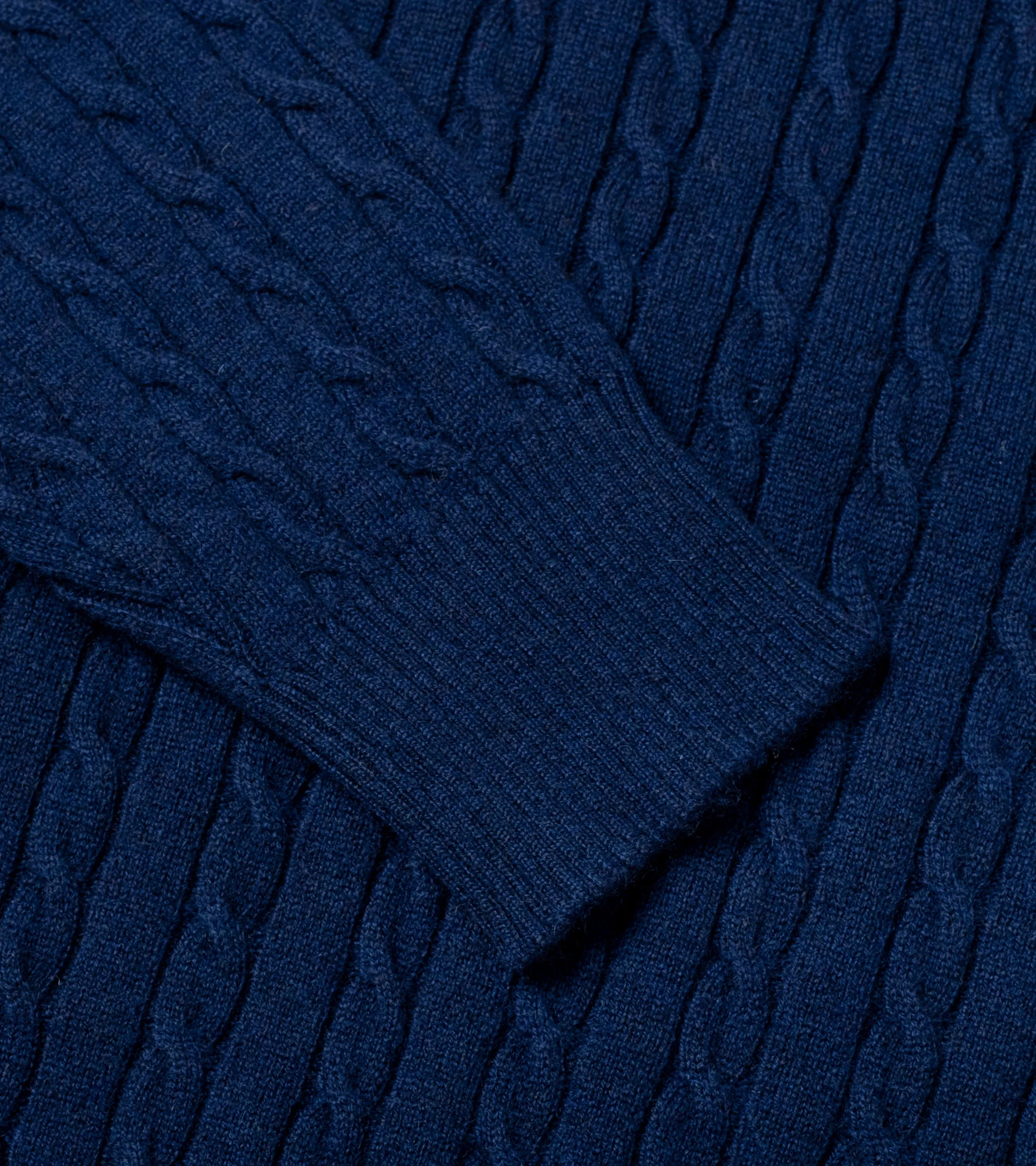 Cable-Knit Crewneck Pullover Inchiostro