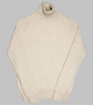 Cable-Knit Rollneck Pullover Beige
