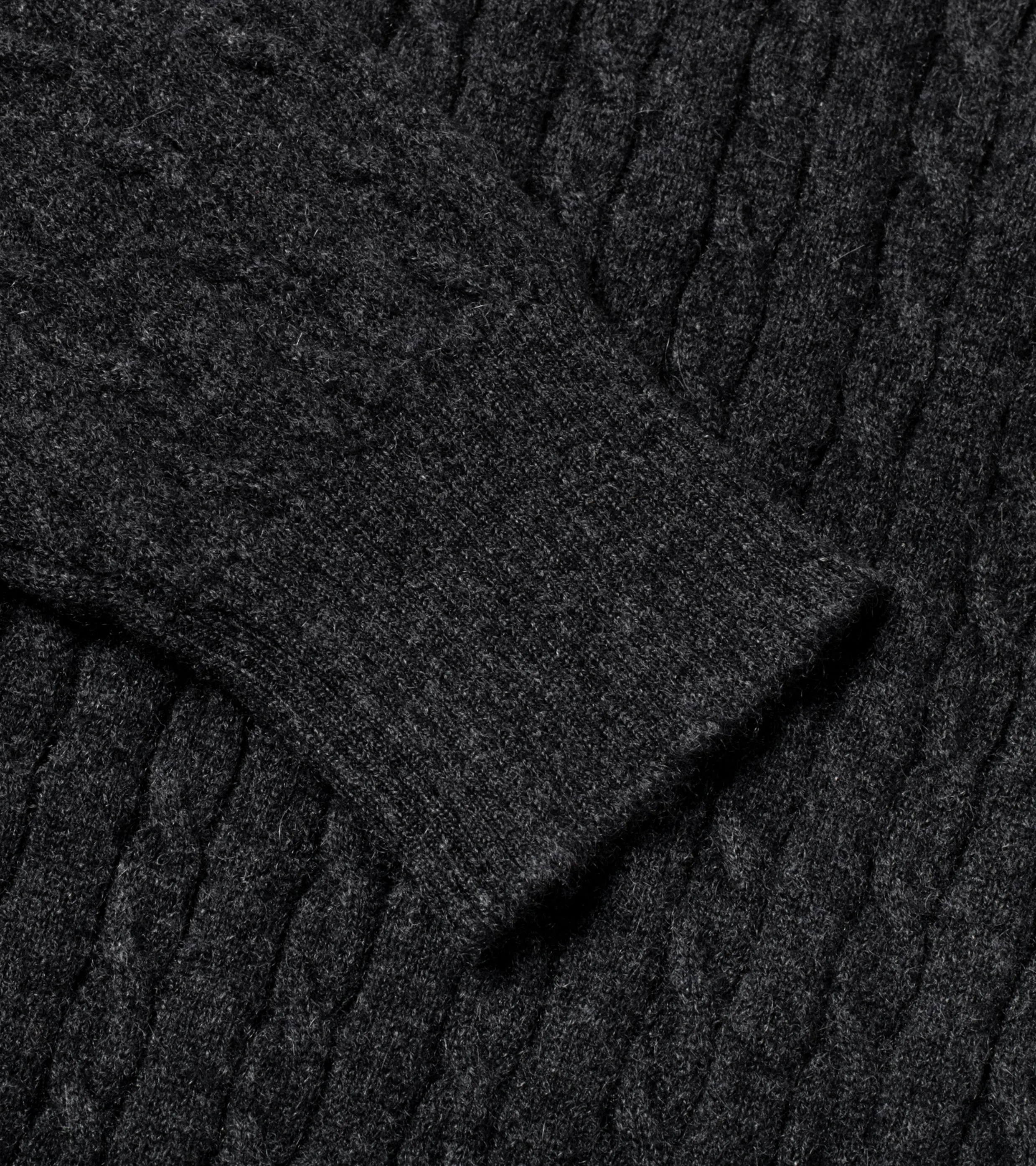 Cable-Knit Rollneck Pullover Charcoal