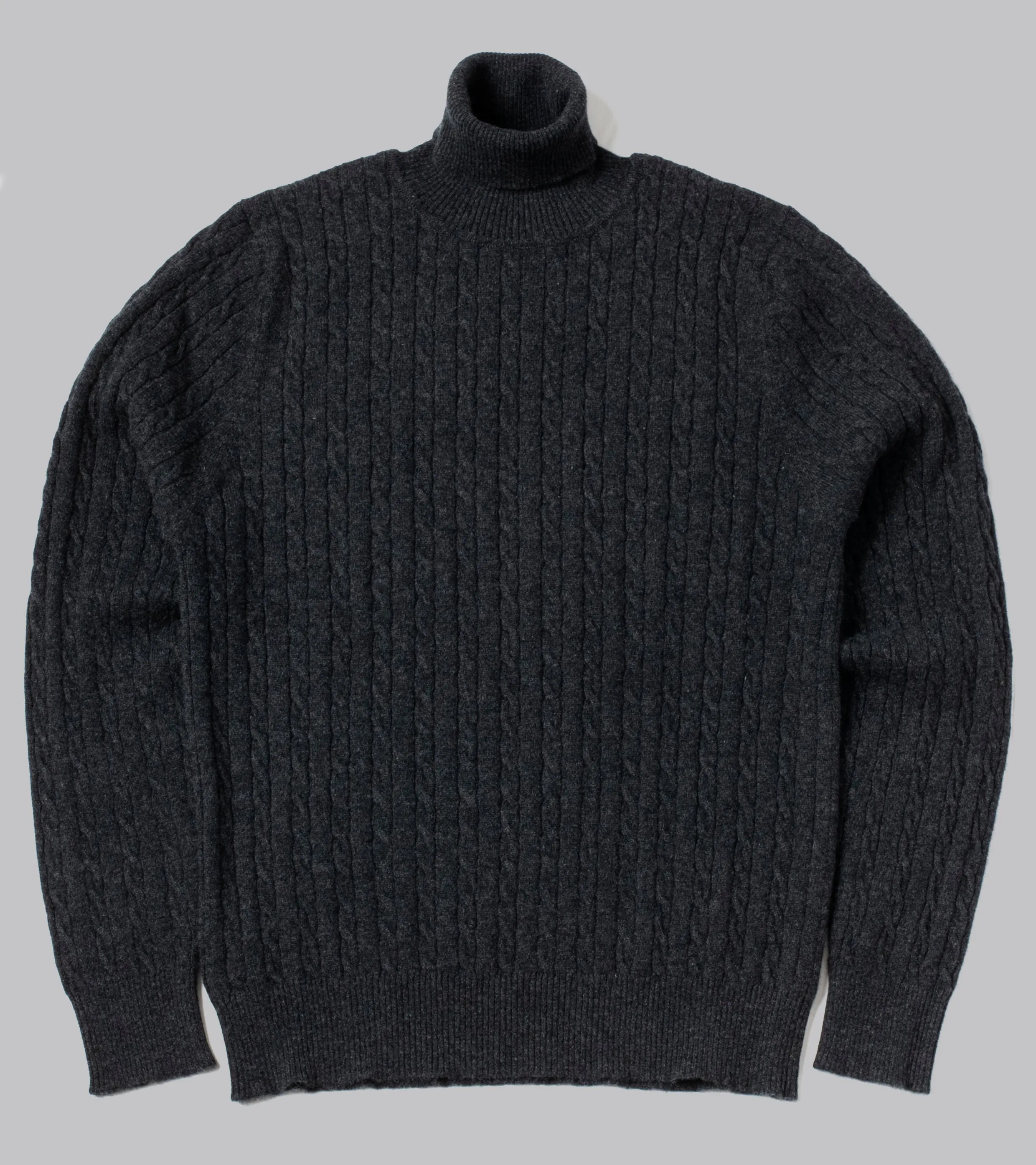 Cable-Knit Rollneck Pullover Charcoal