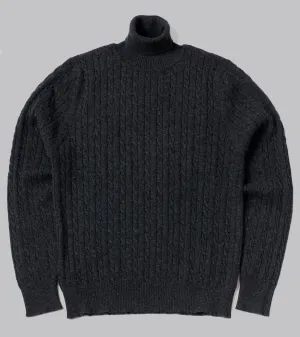 Cable-Knit Rollneck Pullover Charcoal