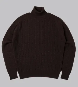 Cable-Knit Rollneck Pullover Ebony