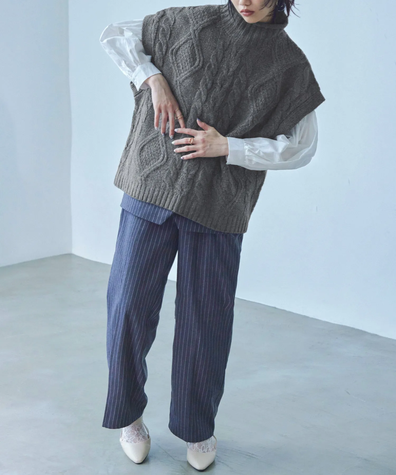 Cable Knit Turtleneck Vest