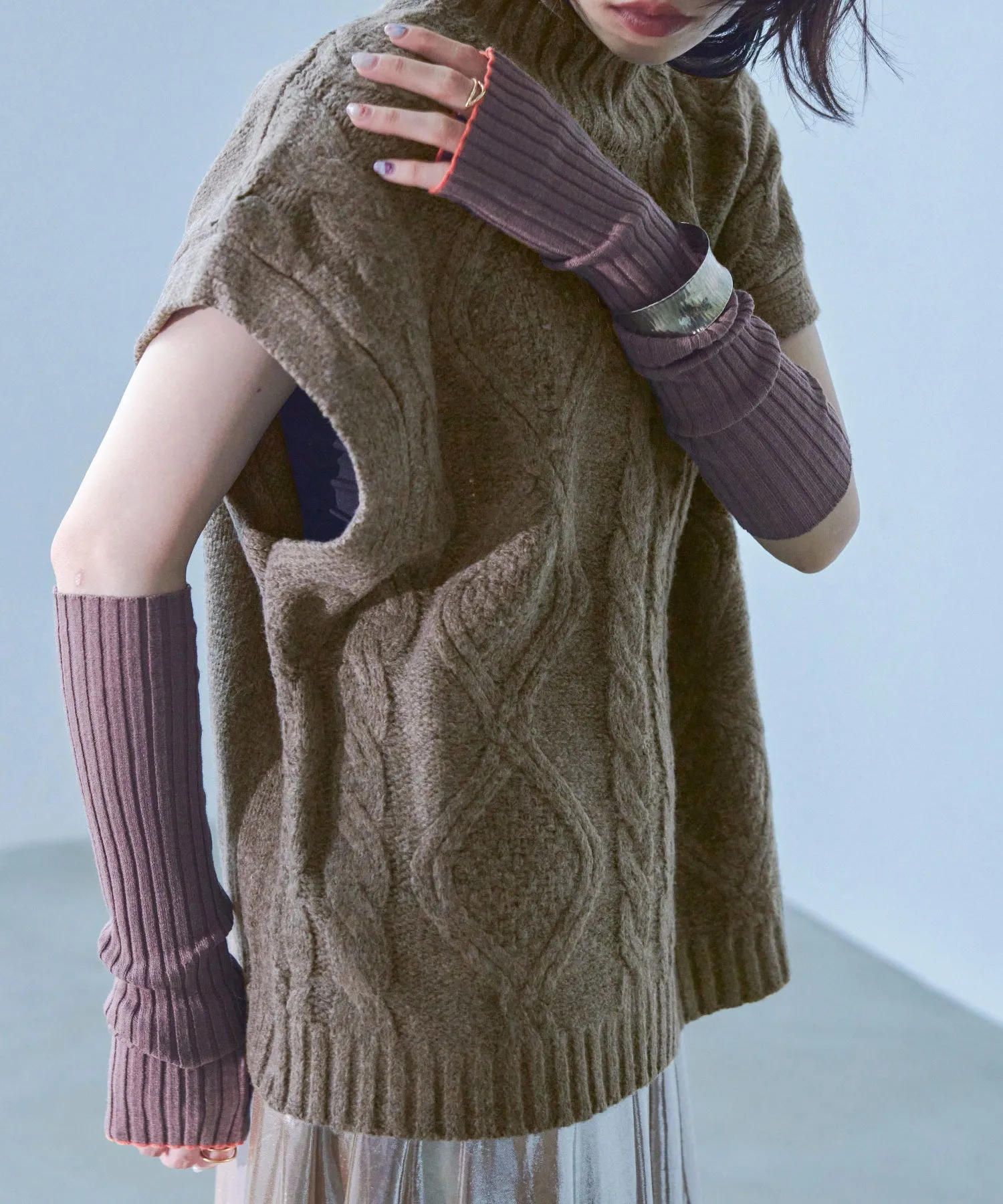 Cable Knit Turtleneck Vest