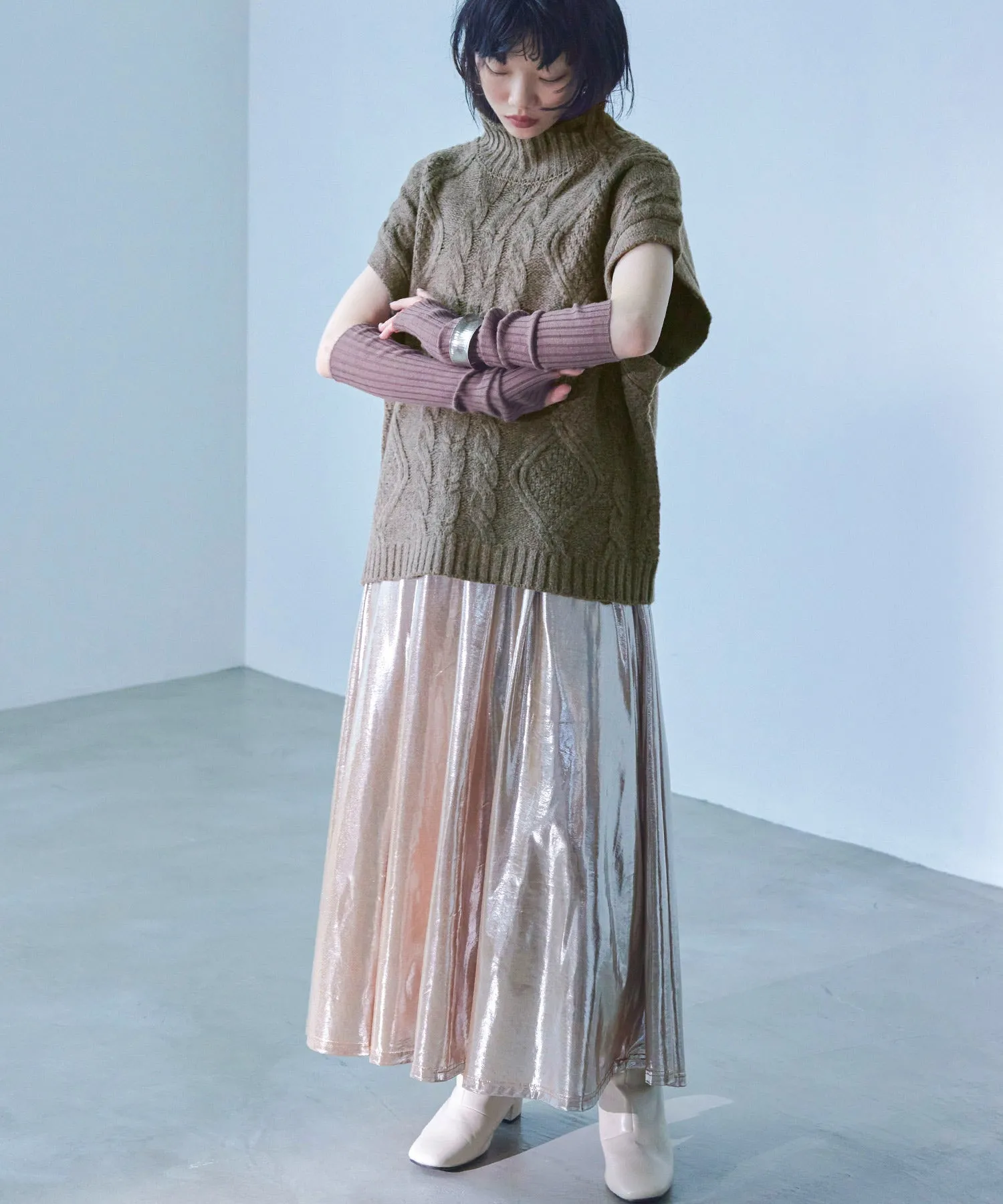 Cable Knit Turtleneck Vest