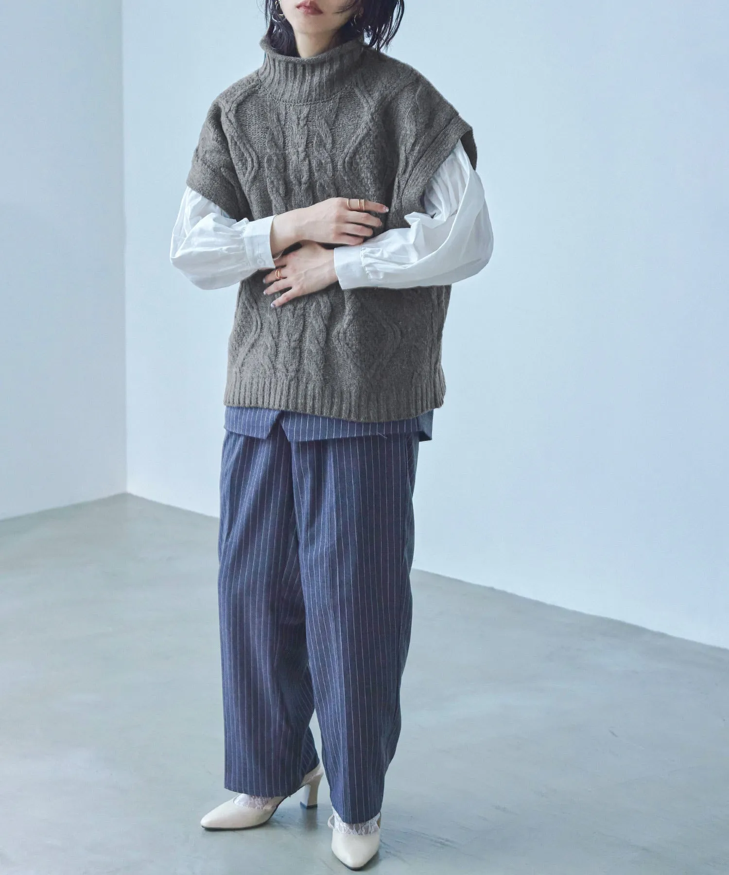 Cable Knit Turtleneck Vest