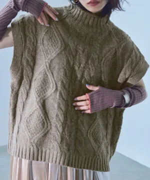 Cable Knit Turtleneck Vest