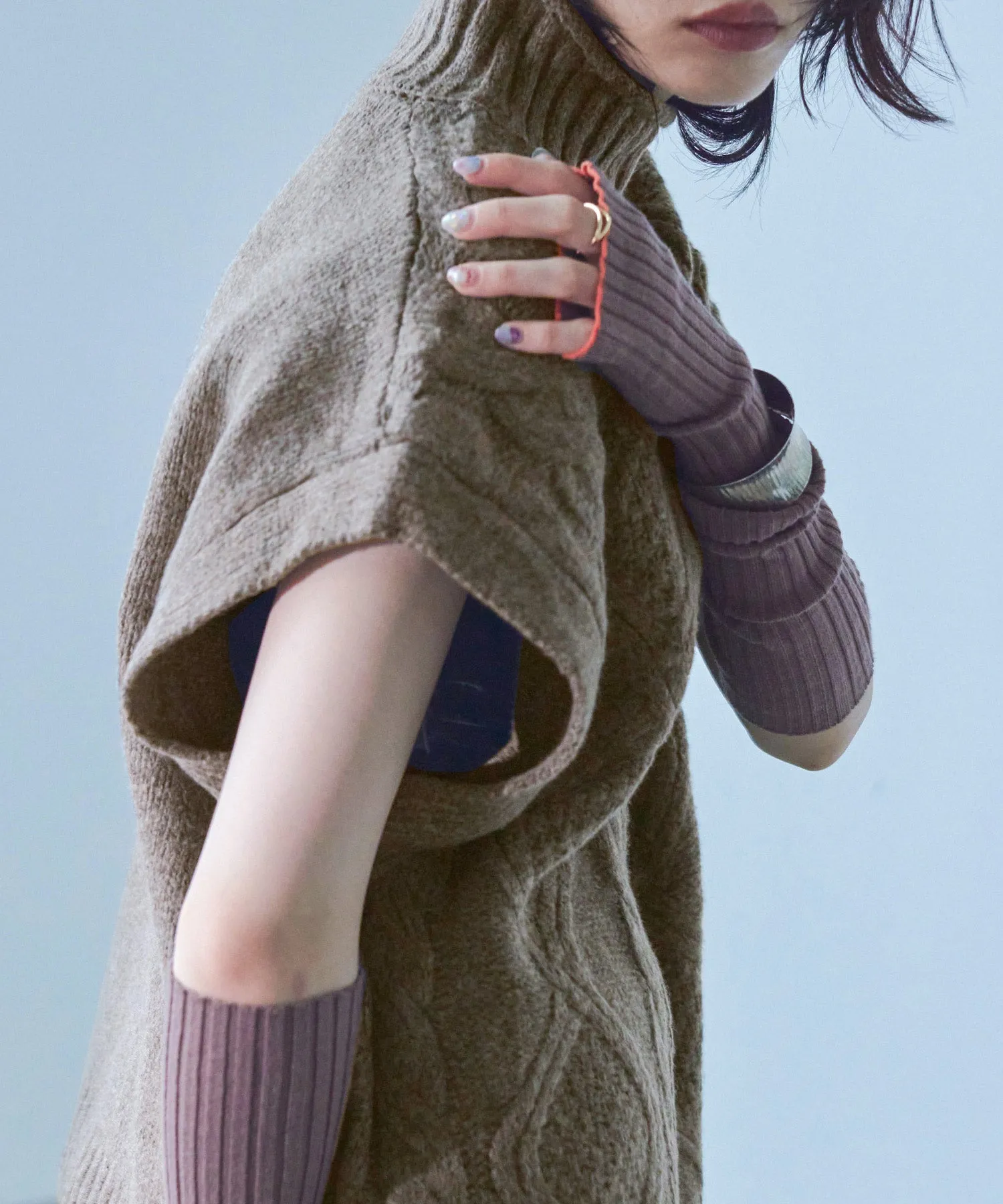 Cable Knit Turtleneck Vest