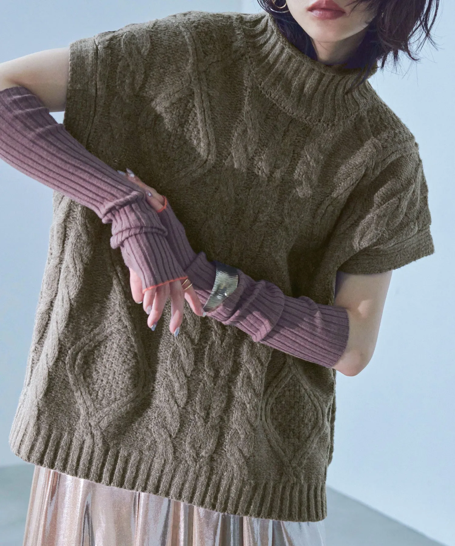 Cable Knit Turtleneck Vest