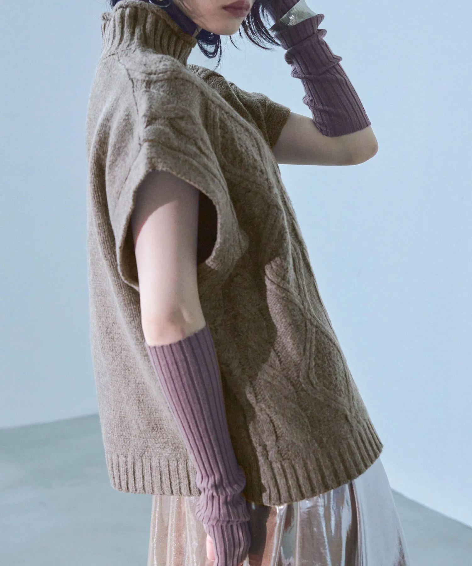 Cable Knit Turtleneck Vest