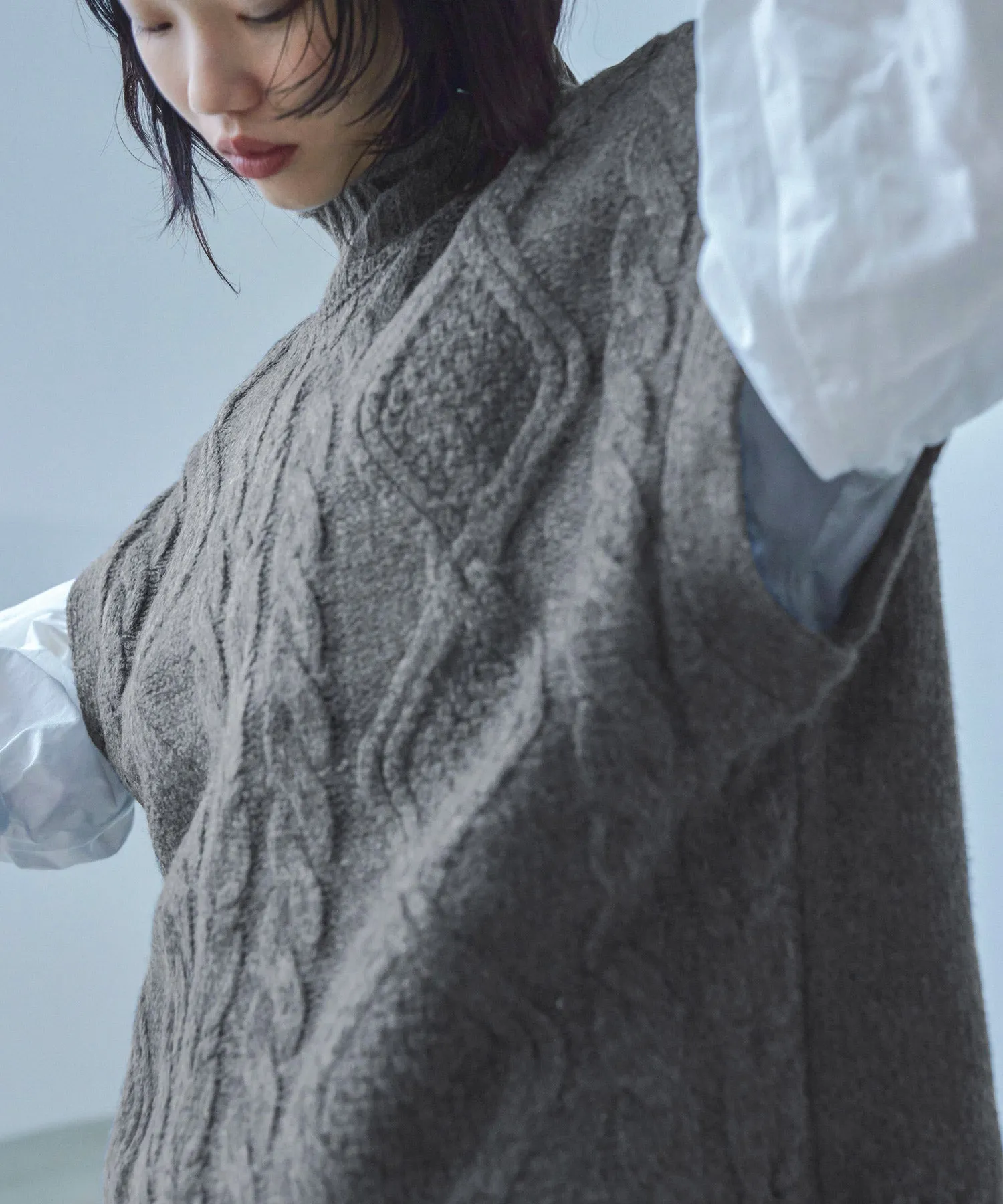 Cable Knit Turtleneck Vest