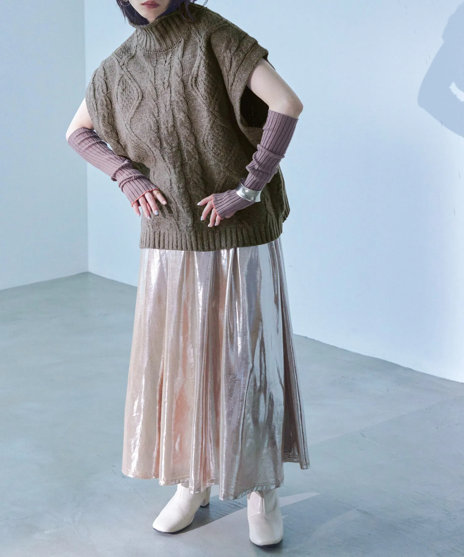 Cable Knit Turtleneck Vest