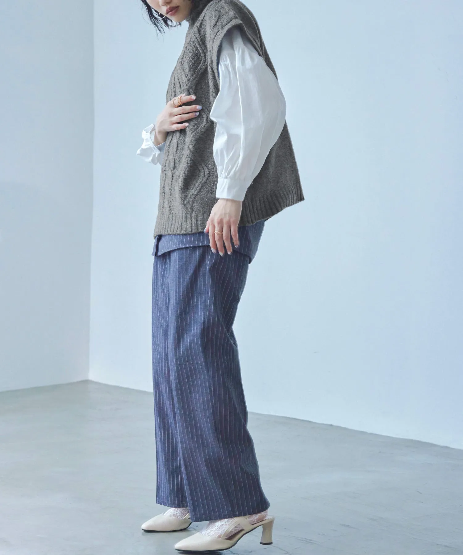 Cable Knit Turtleneck Vest