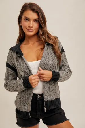 Cable Knit Zipper Hoodie