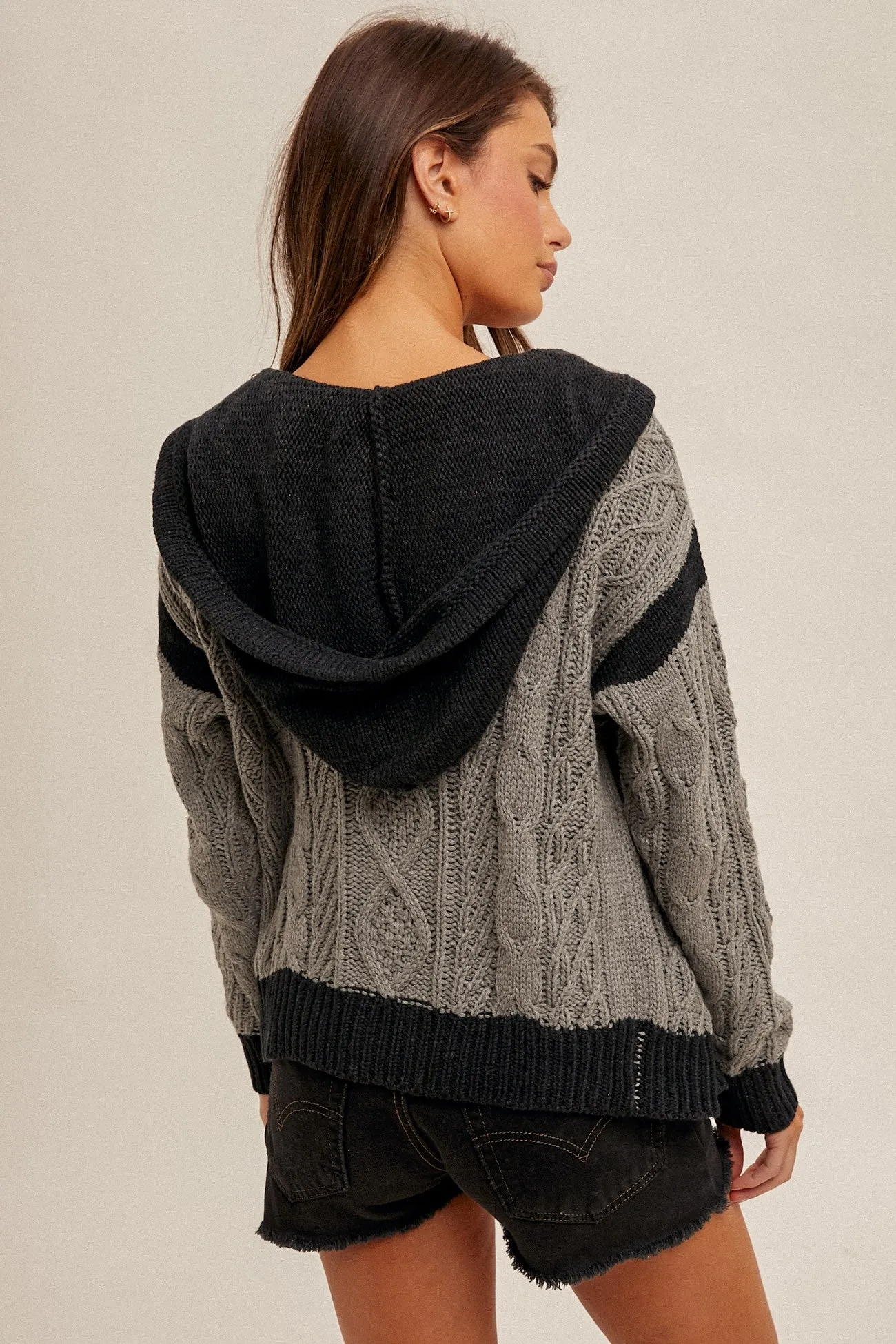 Cable Knit Zipper Hoodie