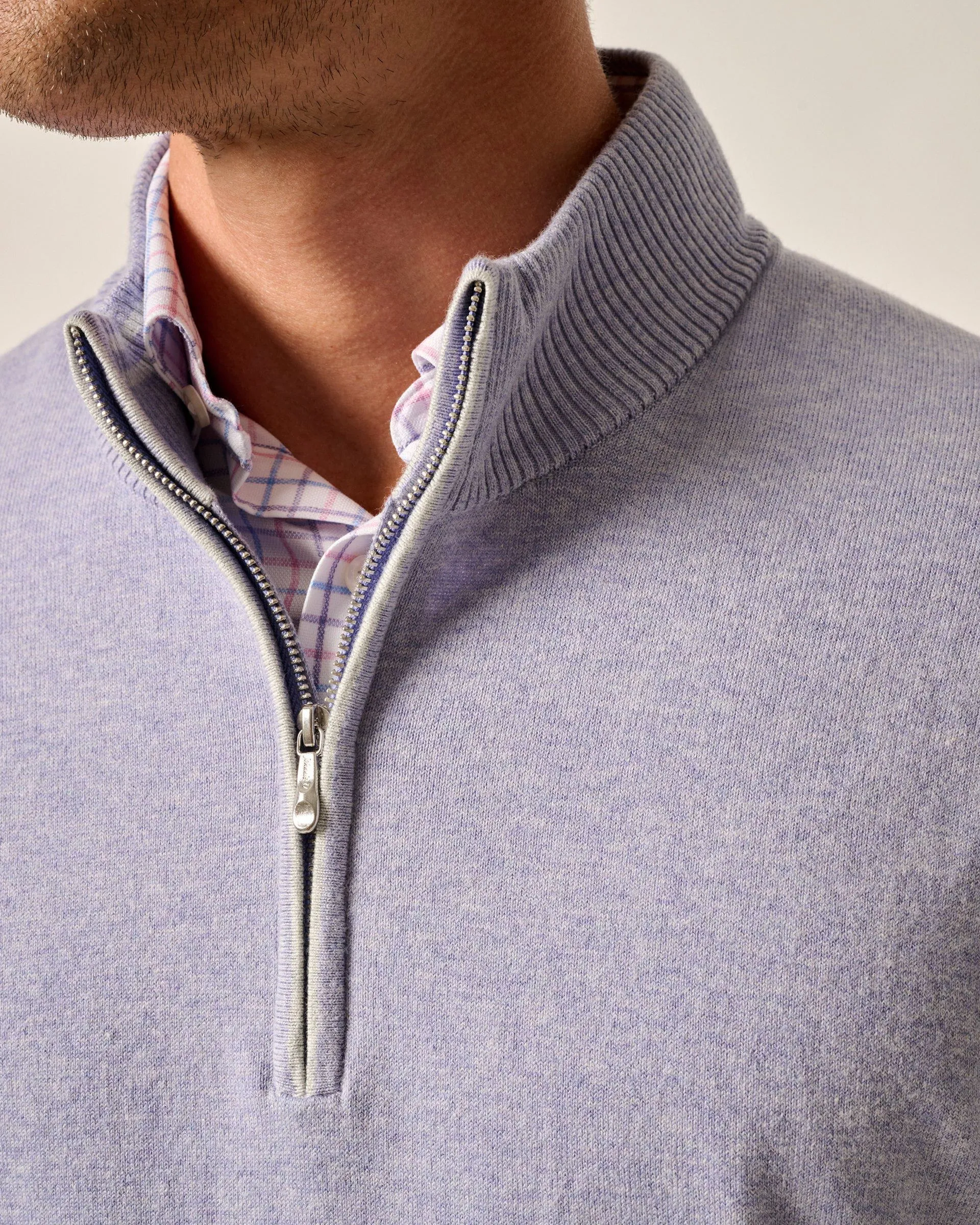 Desmond Plaited Cotton Blend 1/4 Zip Sweater