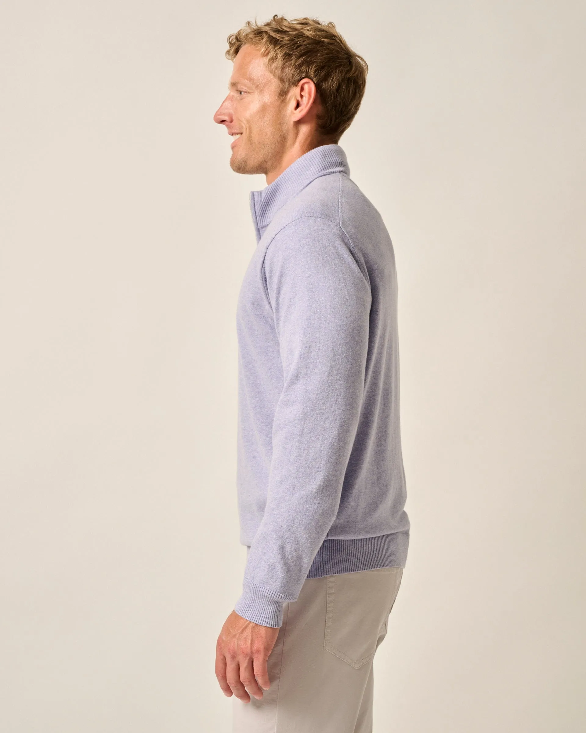 Desmond Plaited Cotton Blend 1/4 Zip Sweater