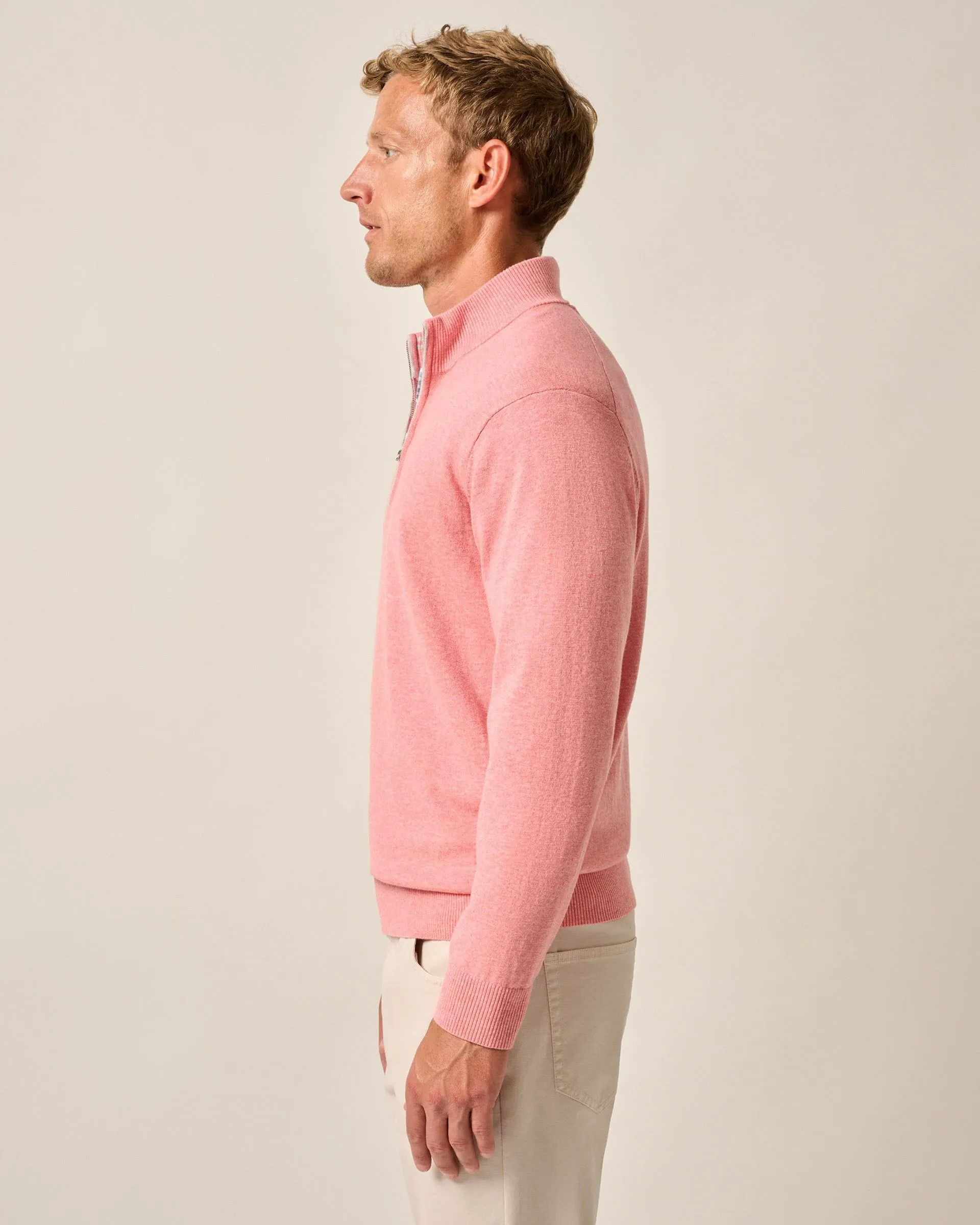 Desmond Plaited Cotton Blend 1/4 Zip Sweater
