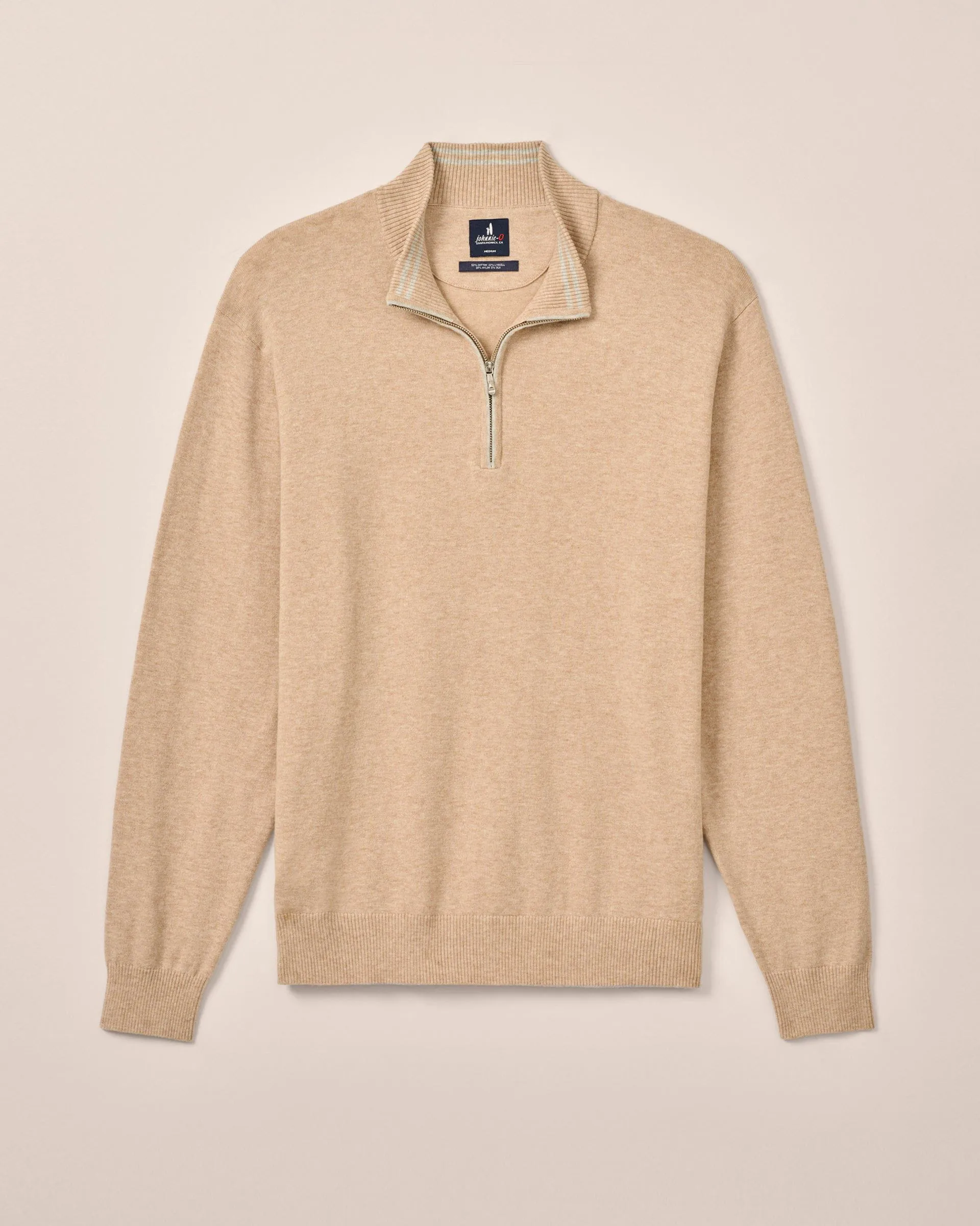 Desmond Plaited Cotton Blend 1/4 Zip Sweater