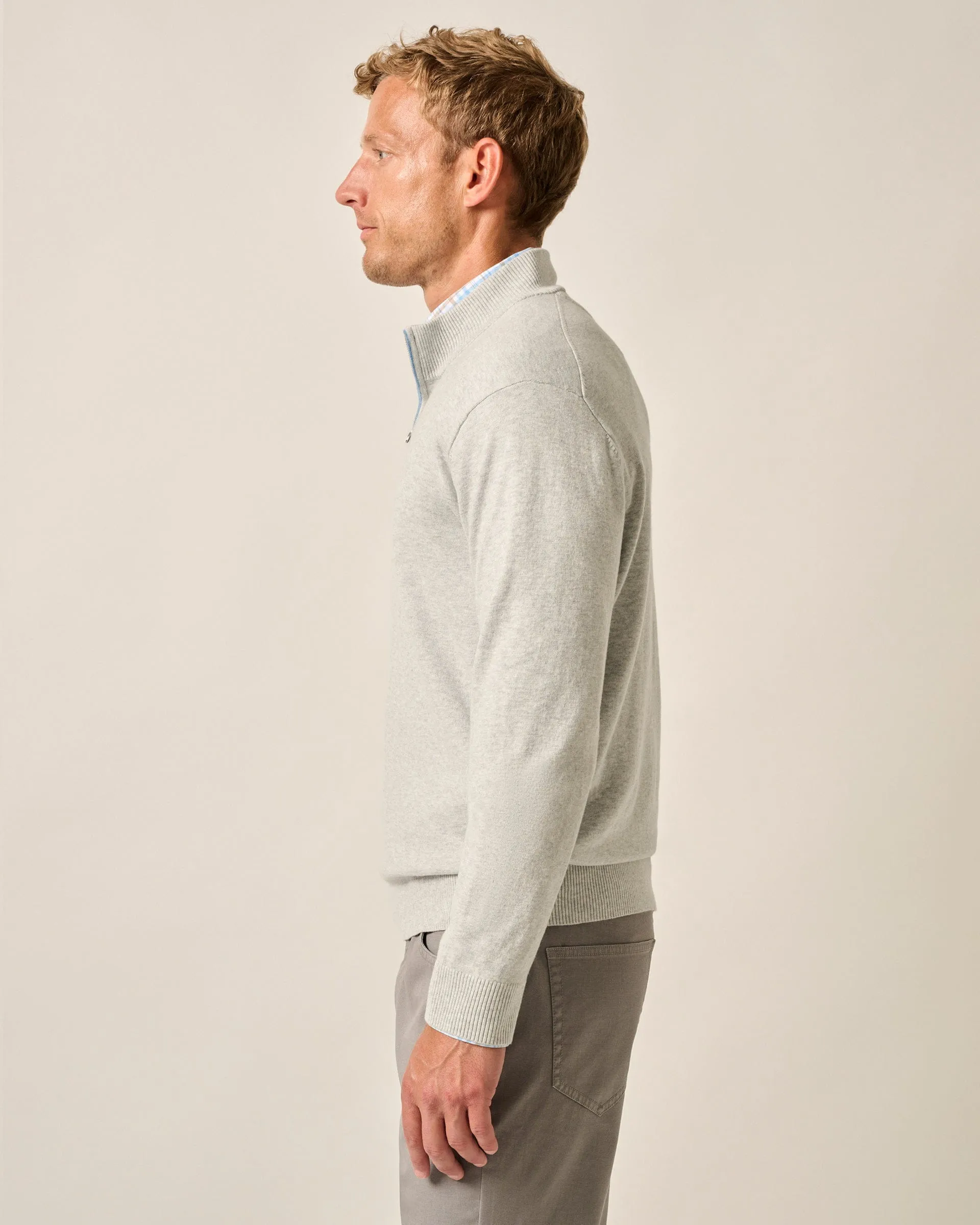 Desmond Plaited Cotton Blend 1/4 Zip Sweater