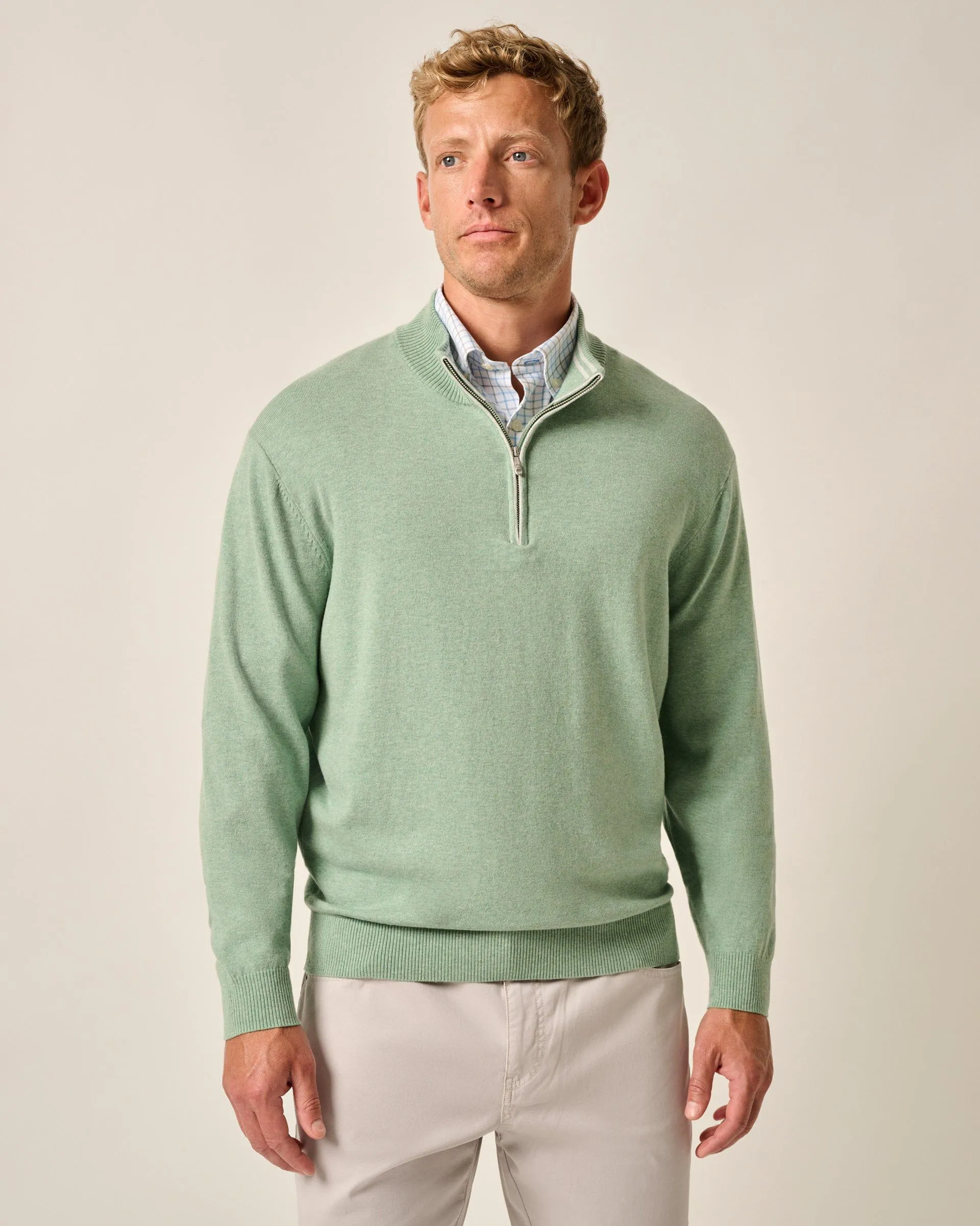 Desmond Plaited Cotton Blend 1/4 Zip Sweater