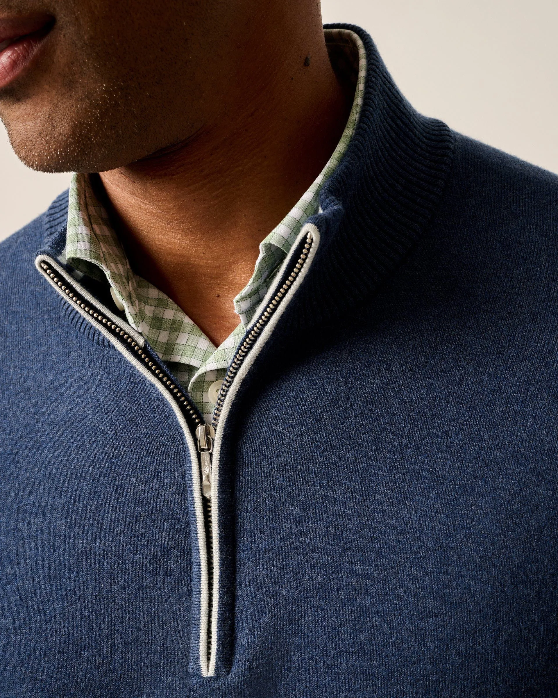 Desmond Plaited Cotton Blend 1/4 Zip Sweater
