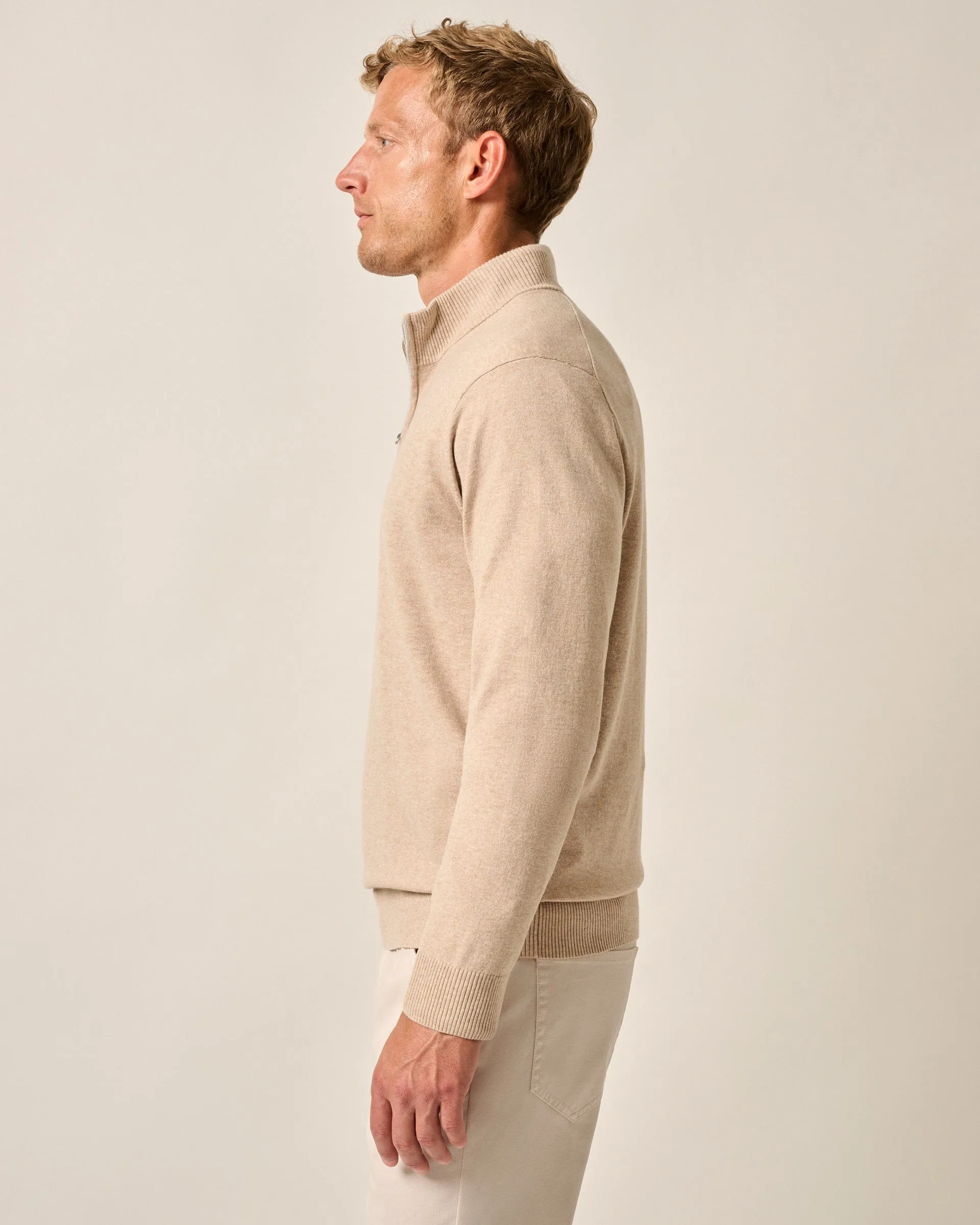 Desmond Plaited Cotton Blend 1/4 Zip Sweater