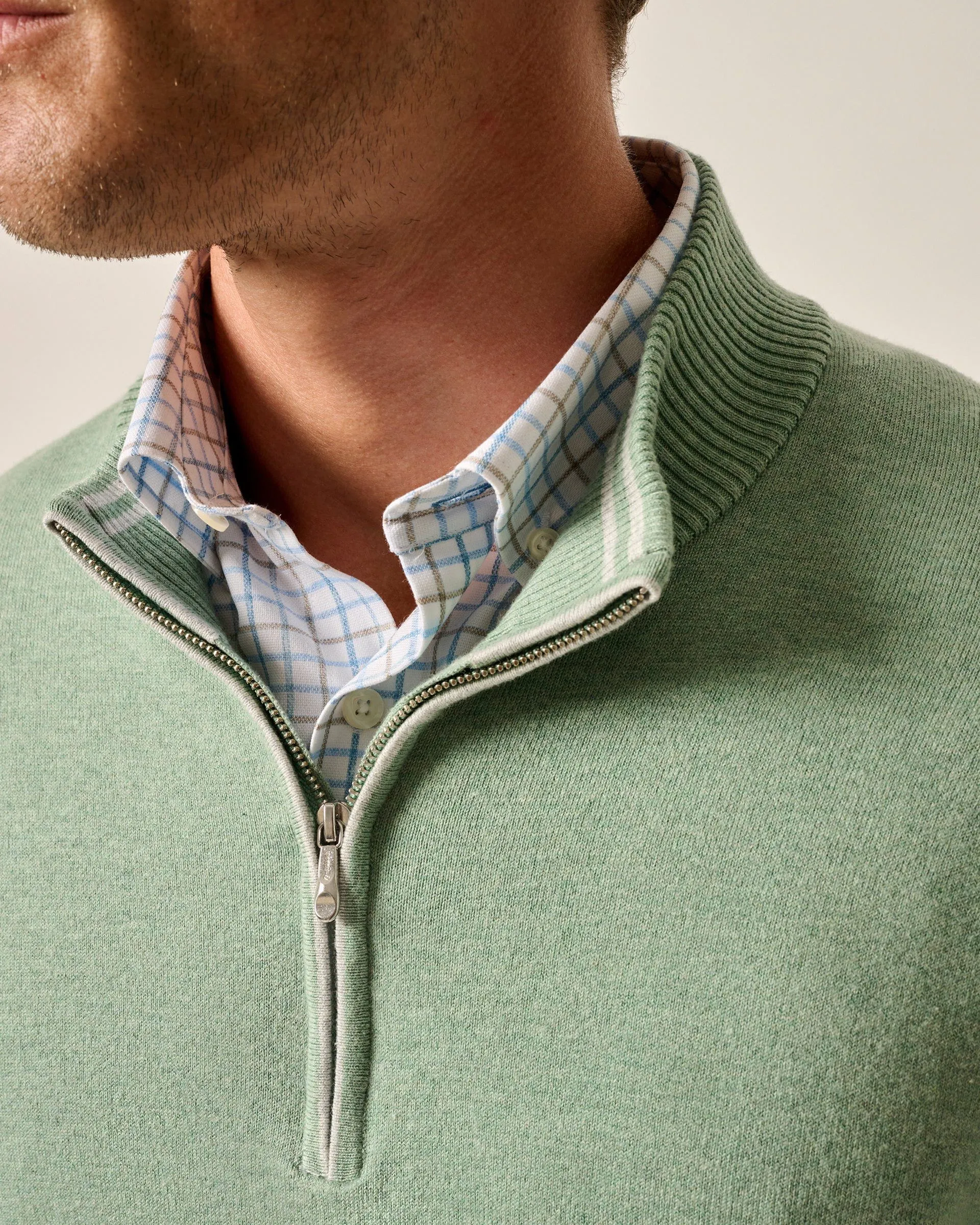 Desmond Plaited Cotton Blend 1/4 Zip Sweater