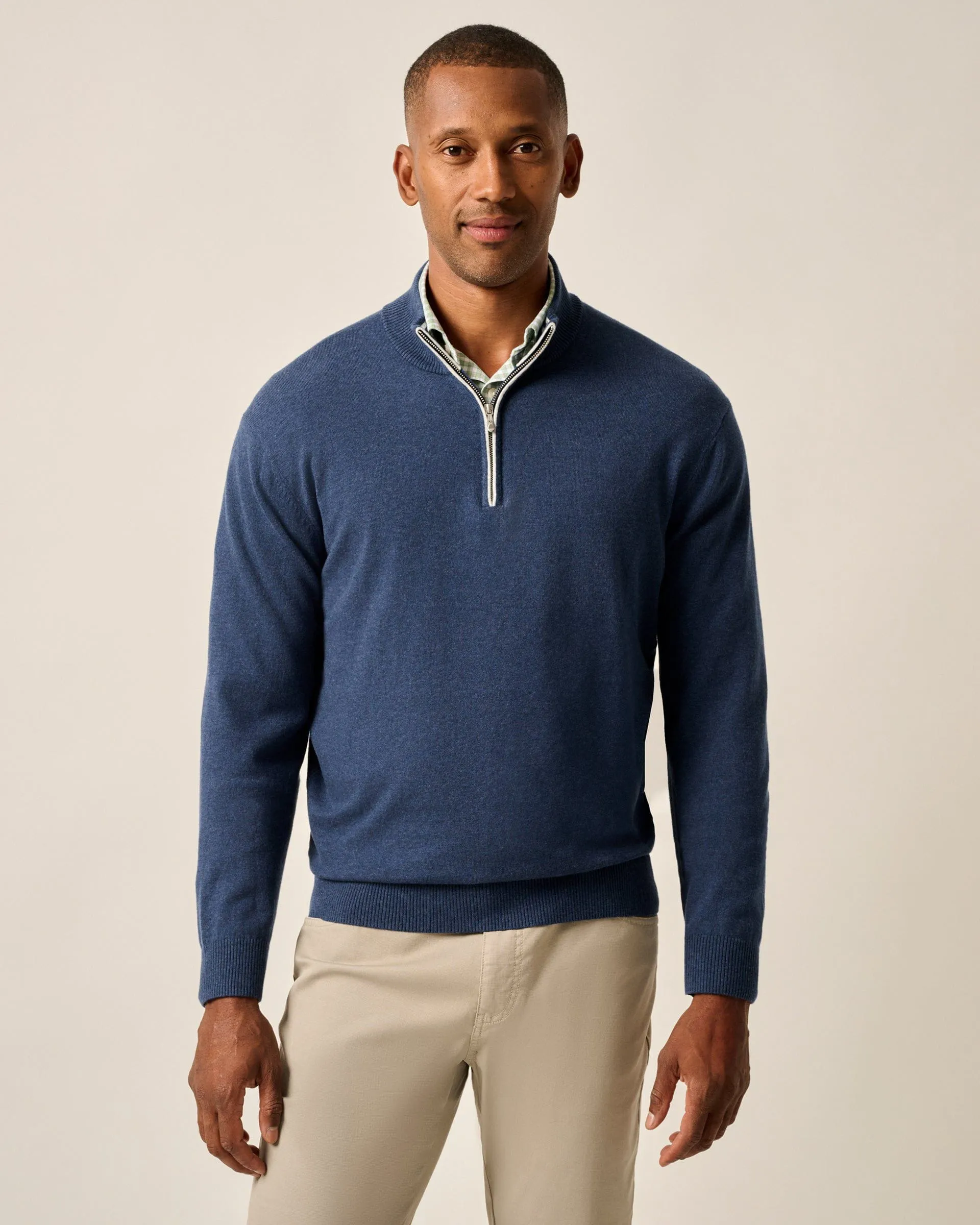 Desmond Plaited Cotton Blend 1/4 Zip Sweater