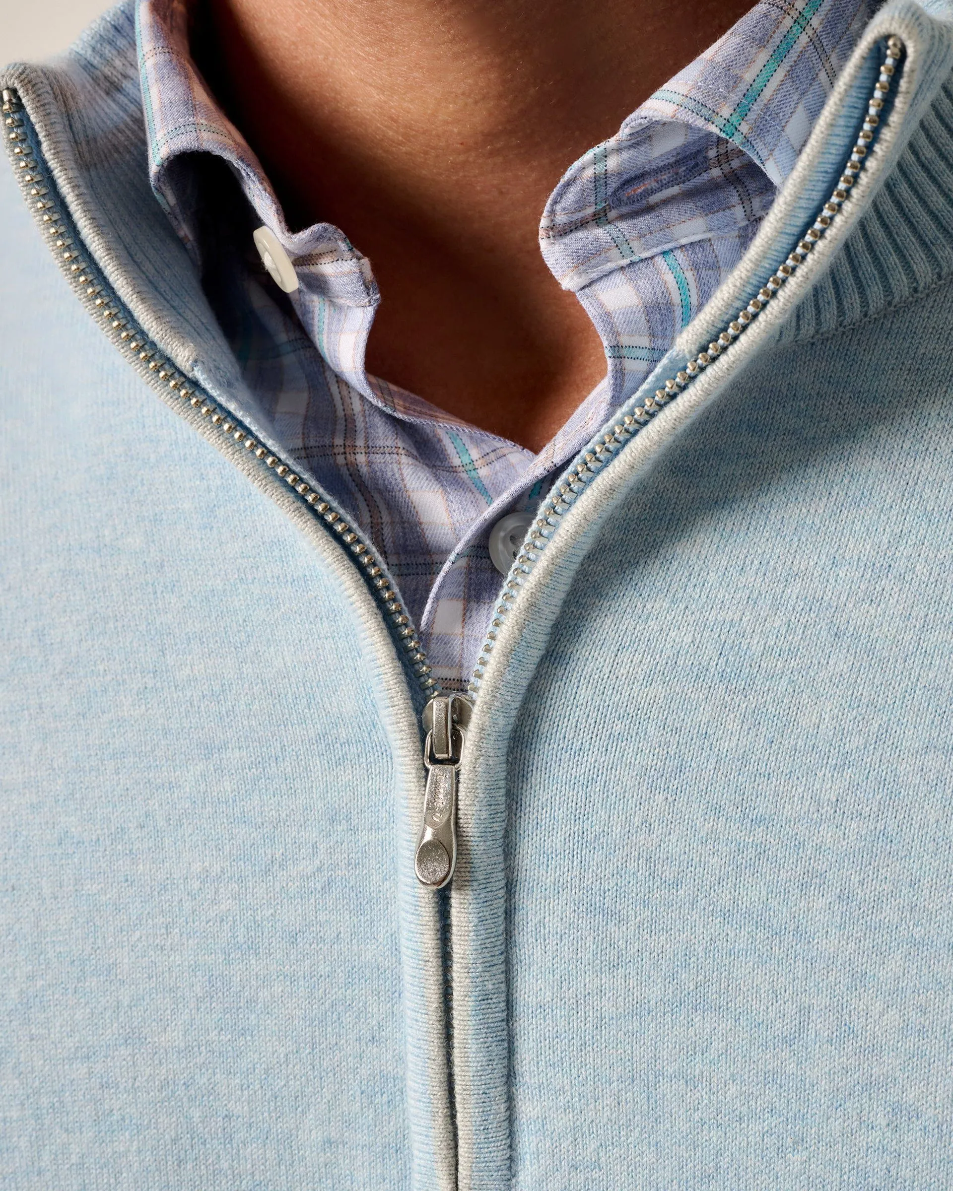 Desmond Plaited Cotton Blend 1/4 Zip Sweater