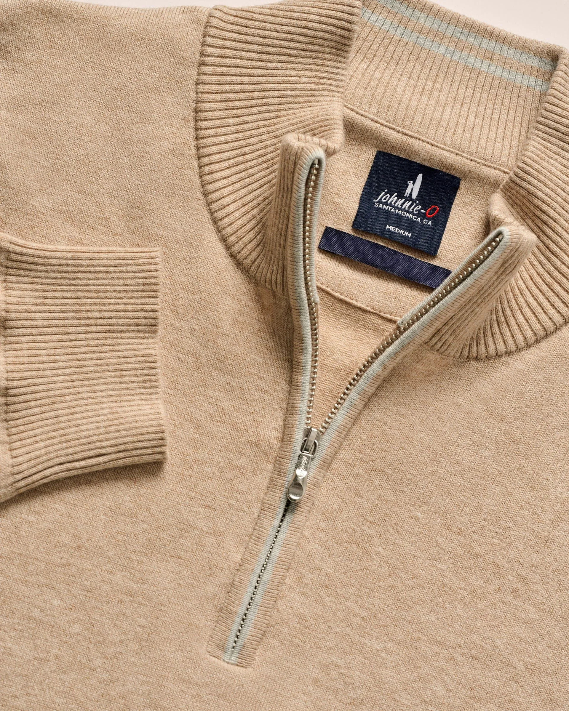 Desmond Plaited Cotton Blend 1/4 Zip Sweater