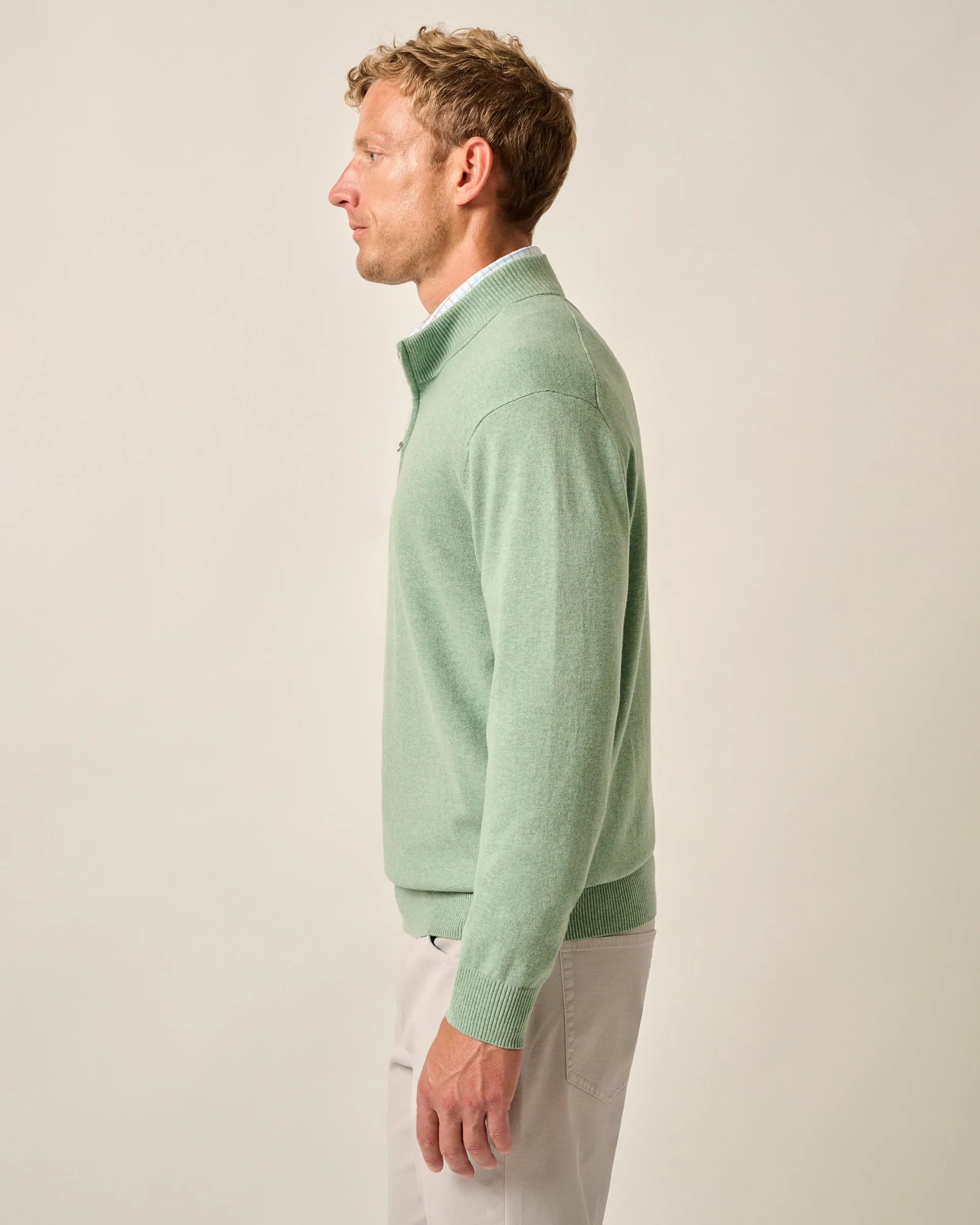 Desmond Plaited Cotton Blend 1/4 Zip Sweater