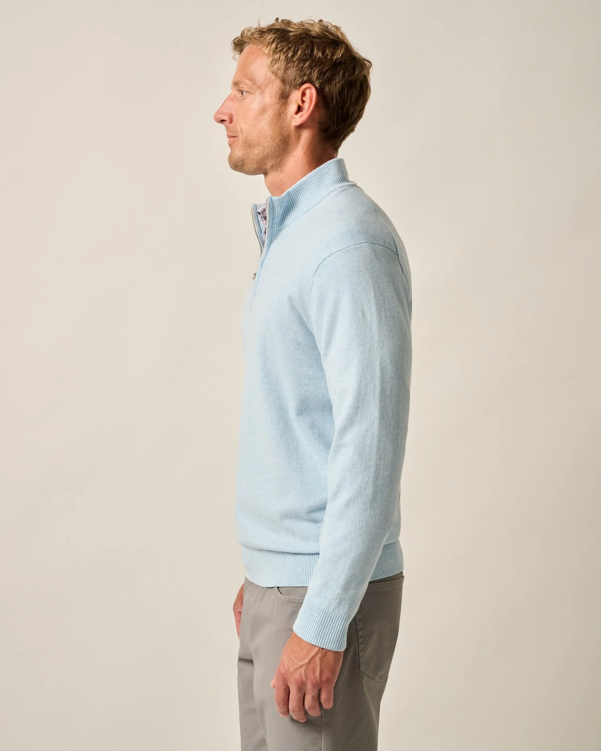 Desmond Plaited Cotton Blend 1/4 Zip Sweater