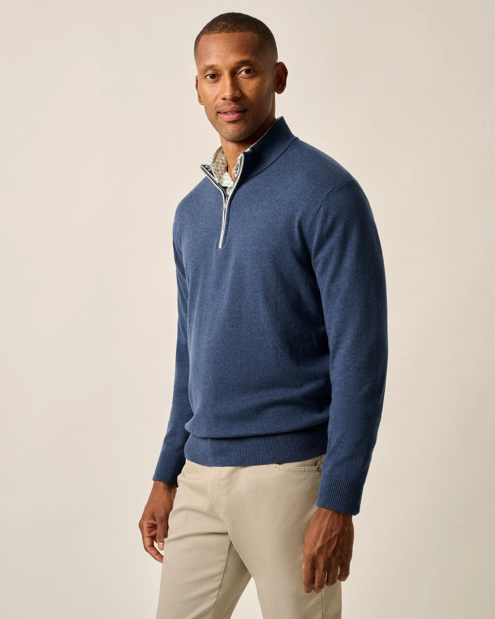 Desmond Plaited Cotton Blend 1/4 Zip Sweater