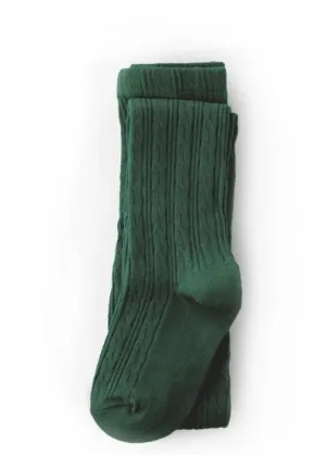 Forest Green Cable Knit Tights