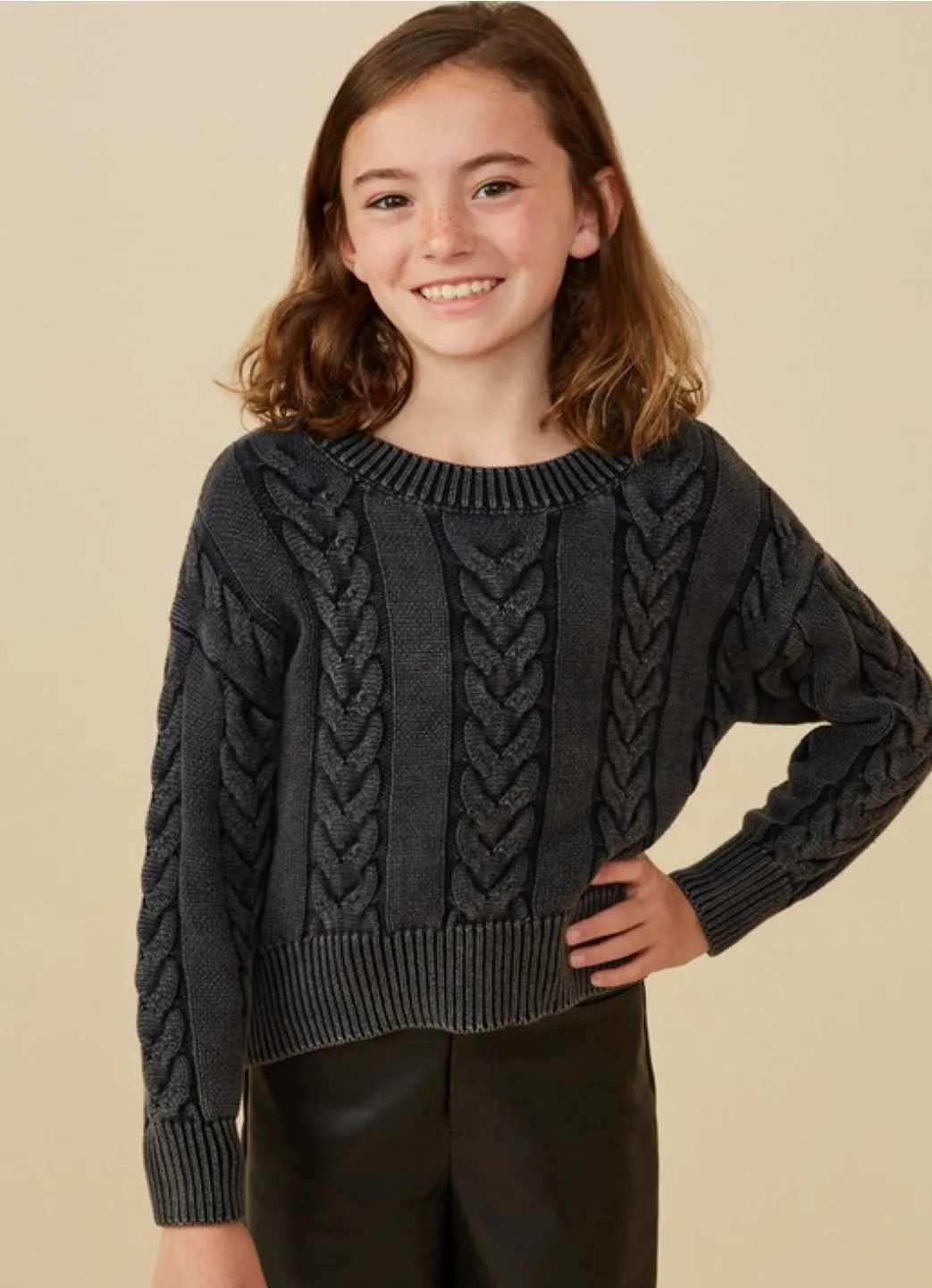 GIRLS Cable Knit Sweater - Black