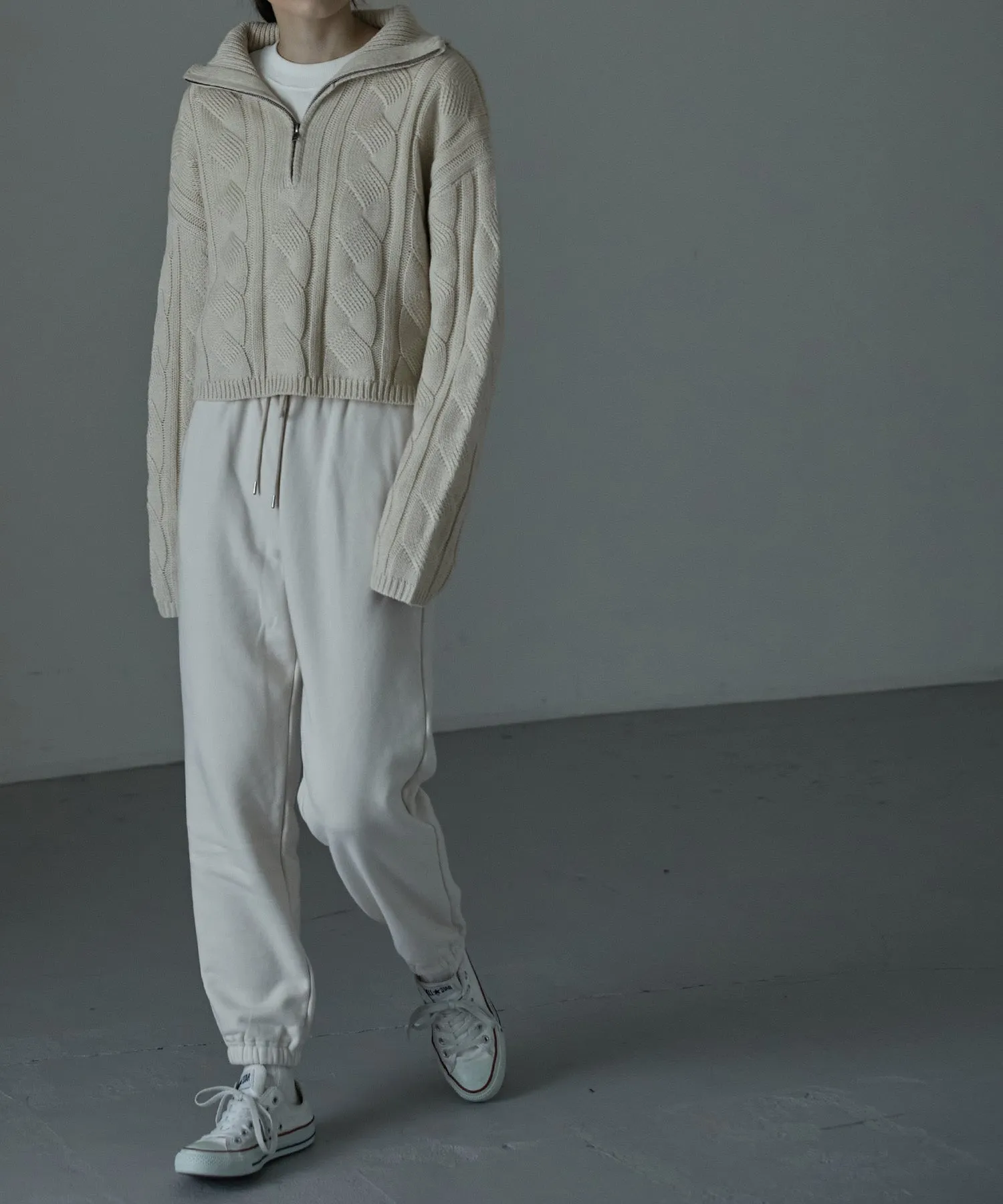 Half zip cable knit