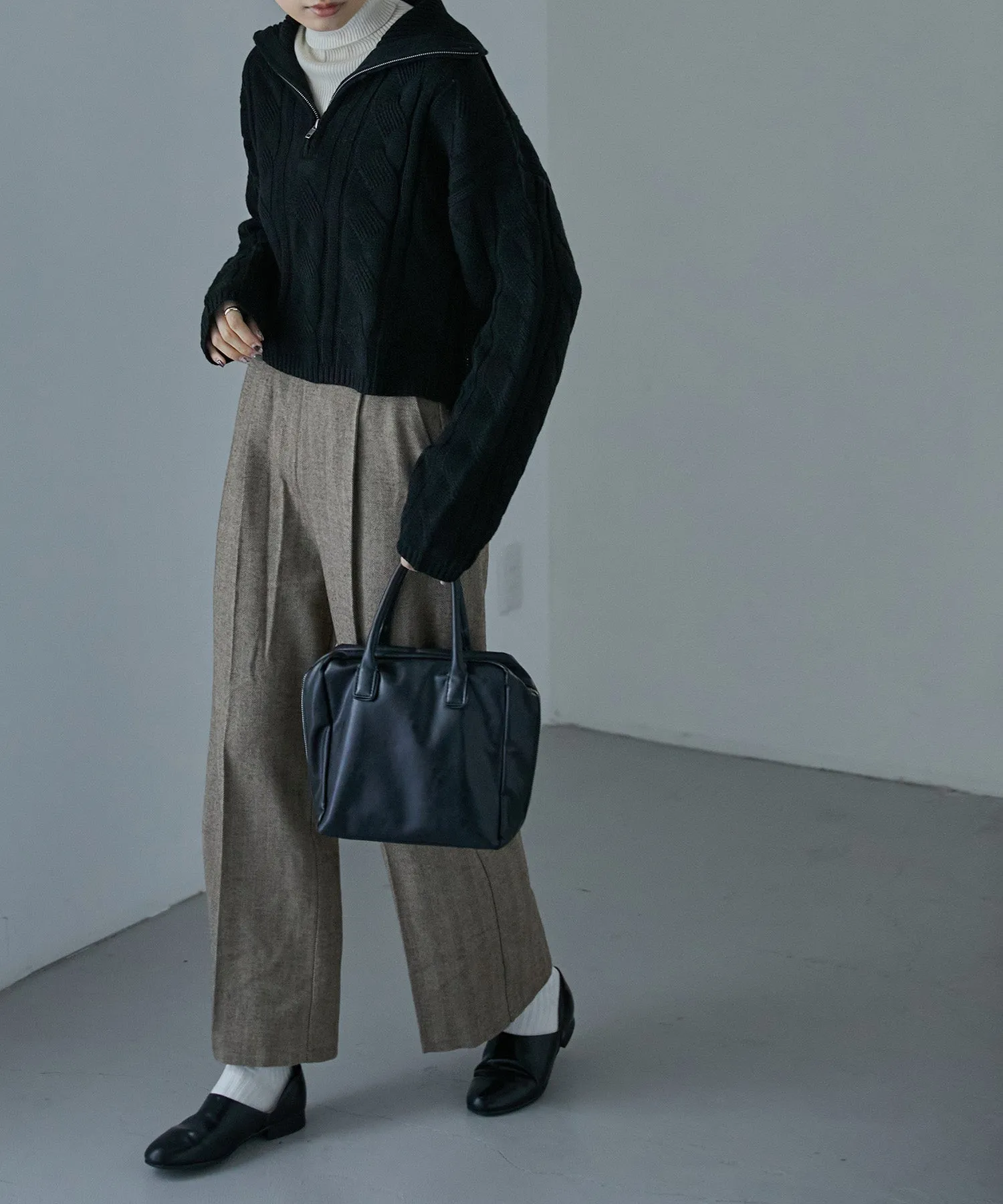 Half zip cable knit