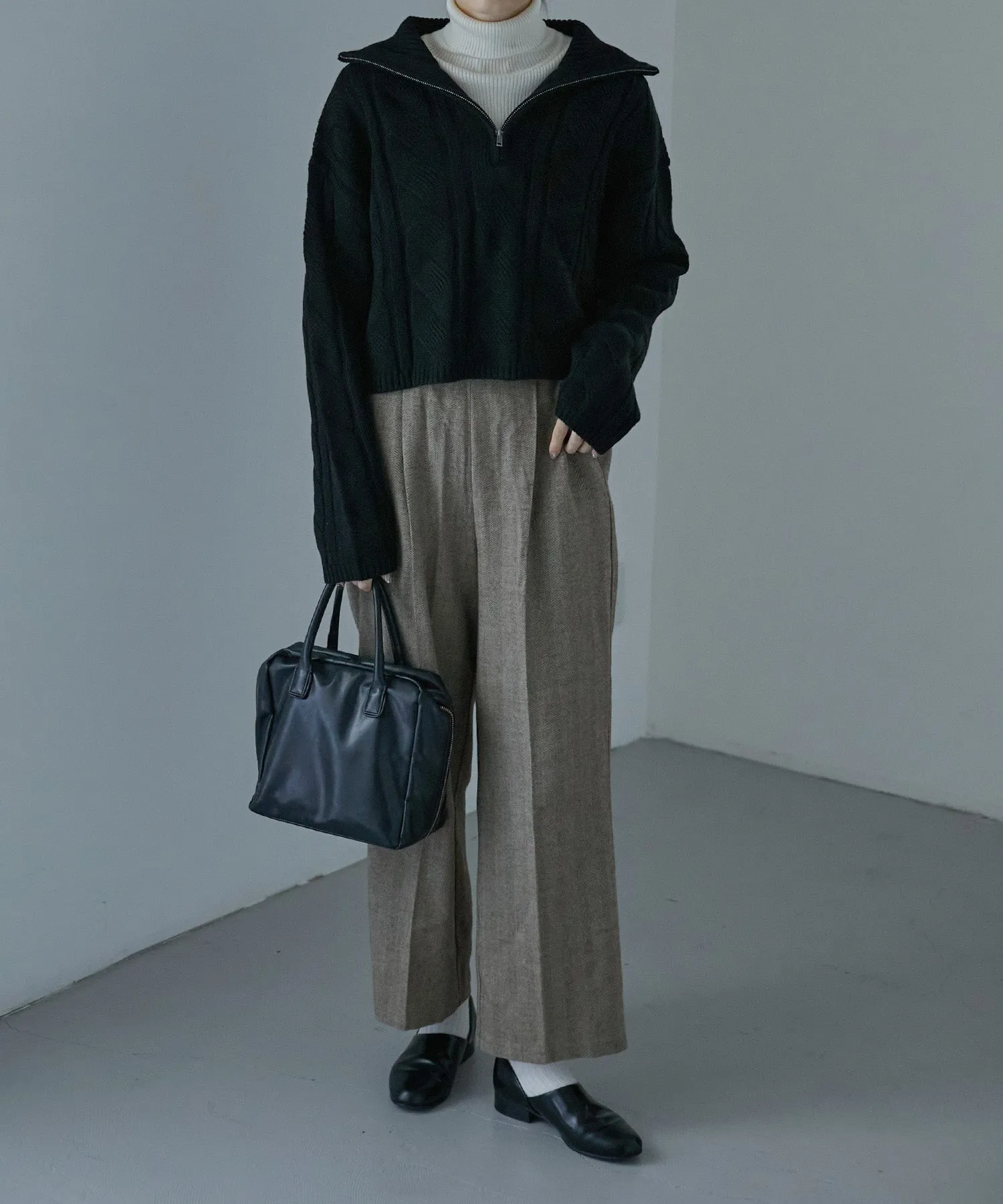 Half zip cable knit